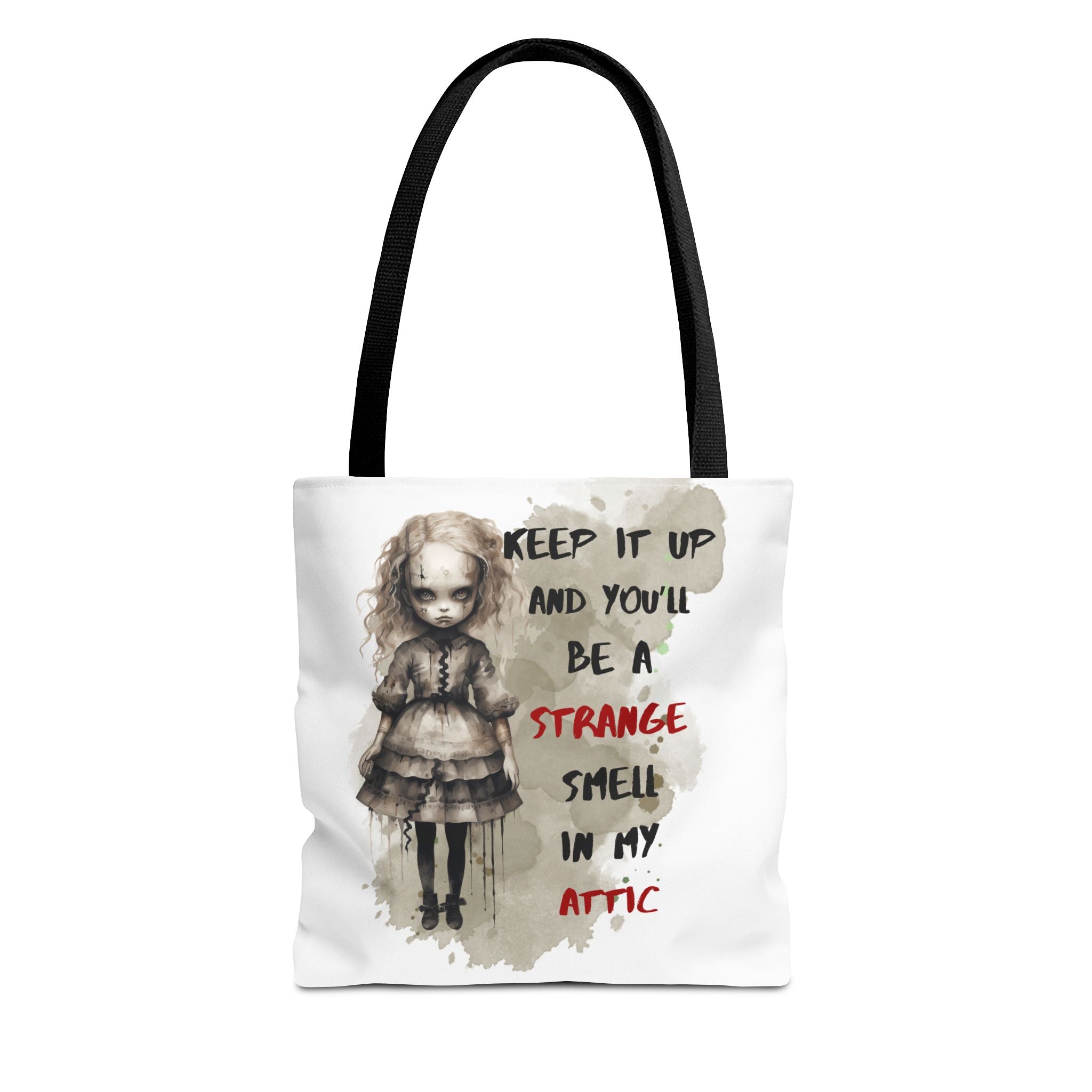 Strange Smell in My Attic Tote Bag, Gothic Eco-Friendly Tote, Witchy Canvas Bag, Unique Gift for Horror Fans, Halloween Essential