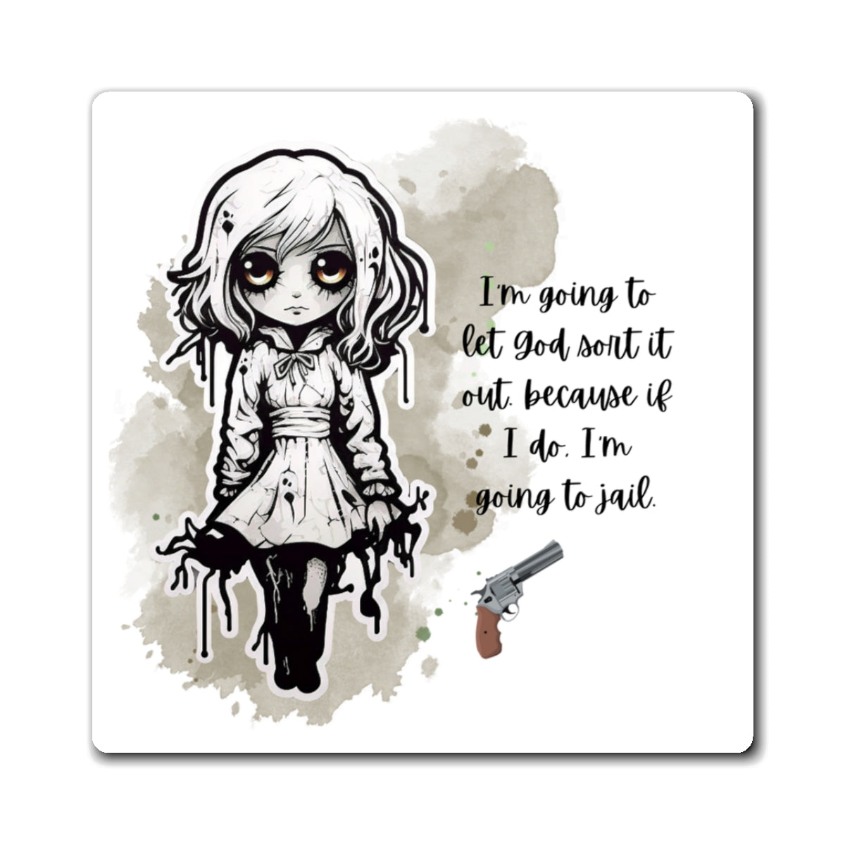 Creepy Doll Magnet, Whimsical Refrigerator Décor, Unique Gift for Goth Aesthetics, Quirky Kitchen Accessory, Funny Home Decor