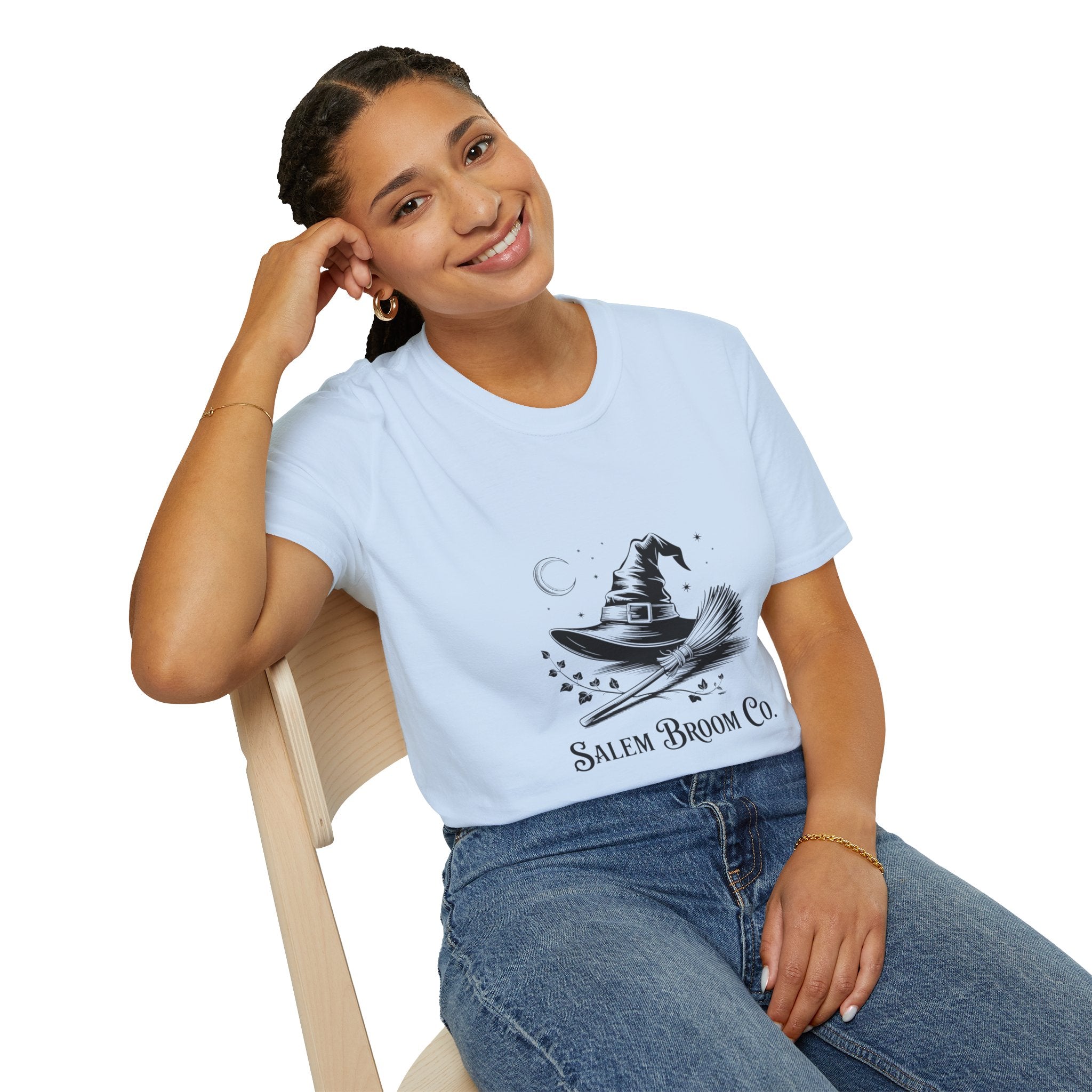 Salem Broom Co. Halloween T-Shirt | Unisex Softstyle Tee for Witch Lovers, Spooky Season, Unique Gift, Halloween Party Wear