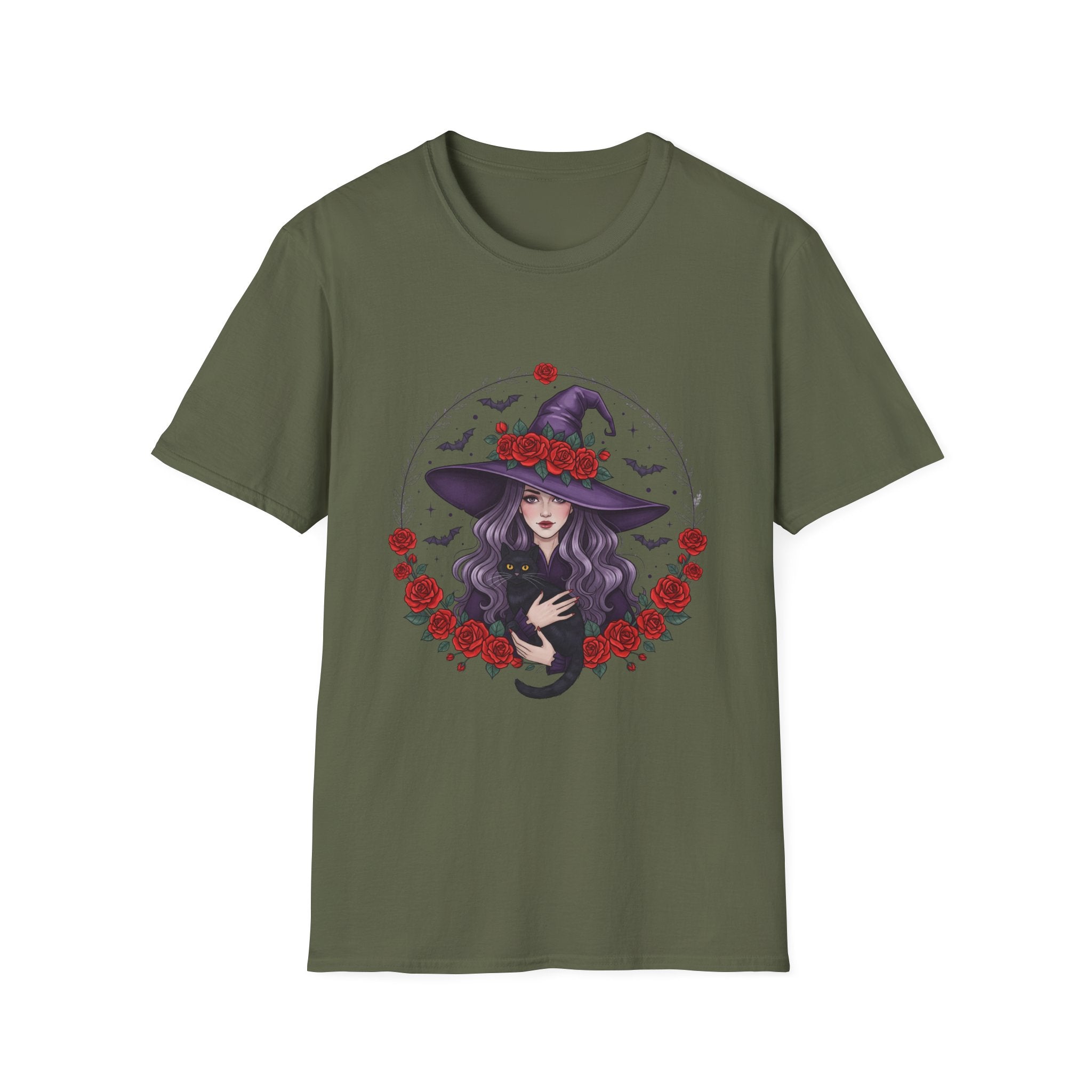 Witchy Floral T-Shirt for Every Occasion, Unisex Softstyle Tee, Halloween Gift, Cute Witch Shirt, Fashionable Tee, Everyday Style