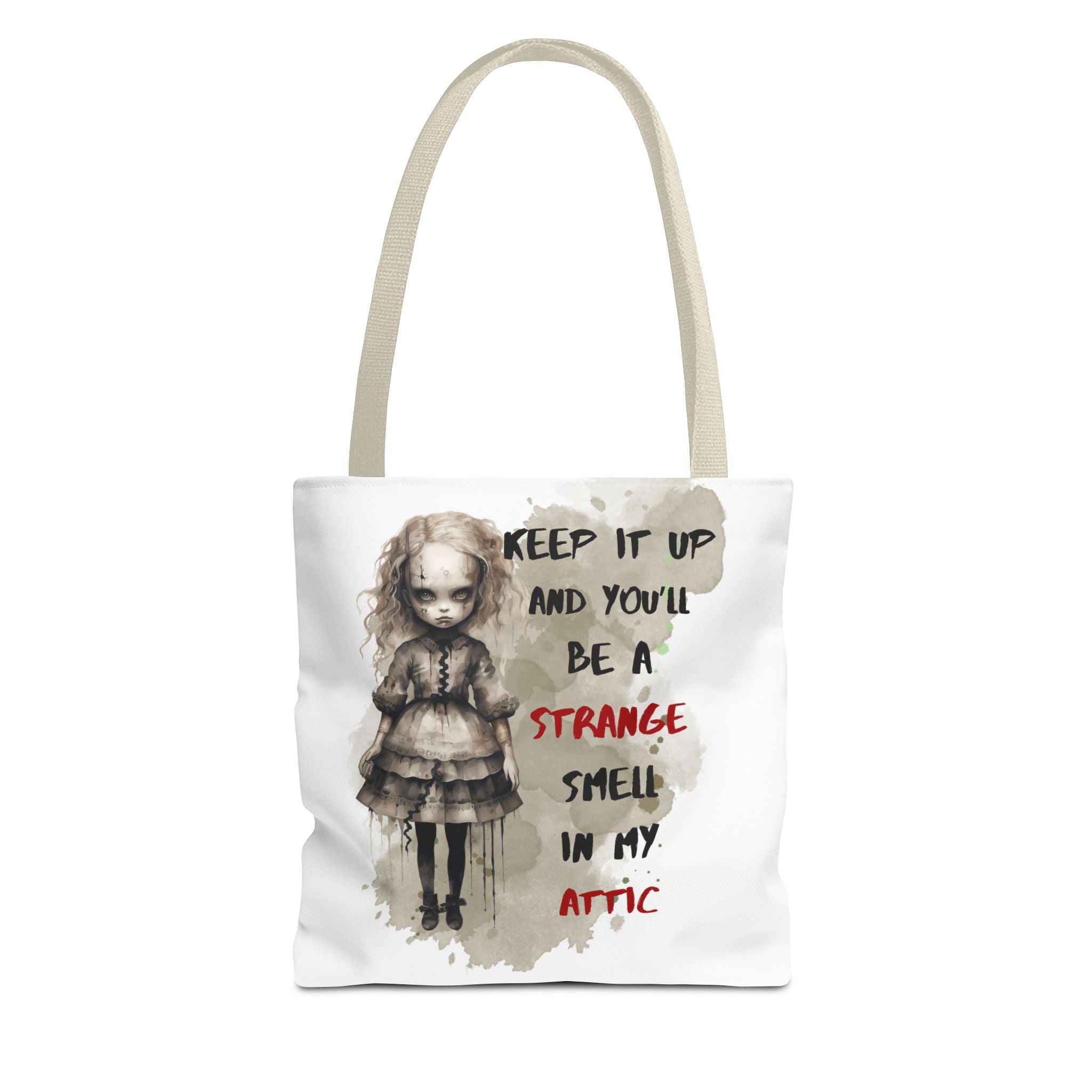 Strange Smell in My Attic Tote Bag, Gothic Eco-Friendly Tote, Witchy Canvas Bag, Unique Gift for Horror Fans, Halloween Essential