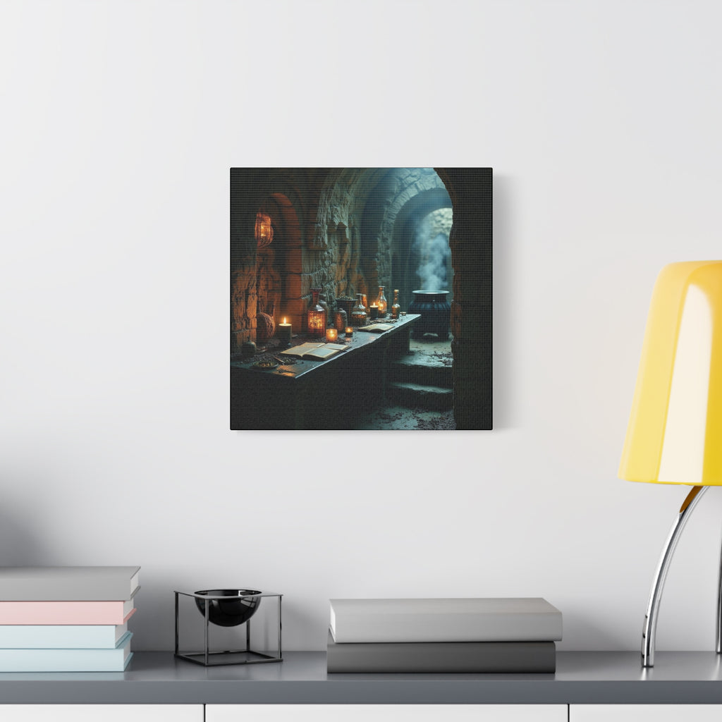 The Alchemist's Lab Canvas Art, Fantasy Wall Decor, Witchcraft Room Decoration, Gothic Home Accent, Enchanted Art for Halloween