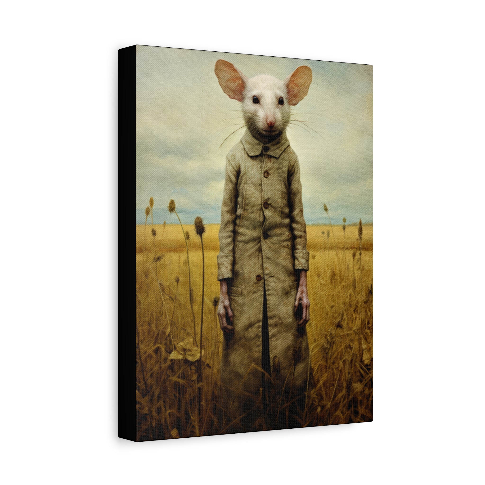 Folk Horror Mouse Canvas Print, Quirky Home Decor, Unique Gift, Art for Animal Lovers, Retro Aesthetic