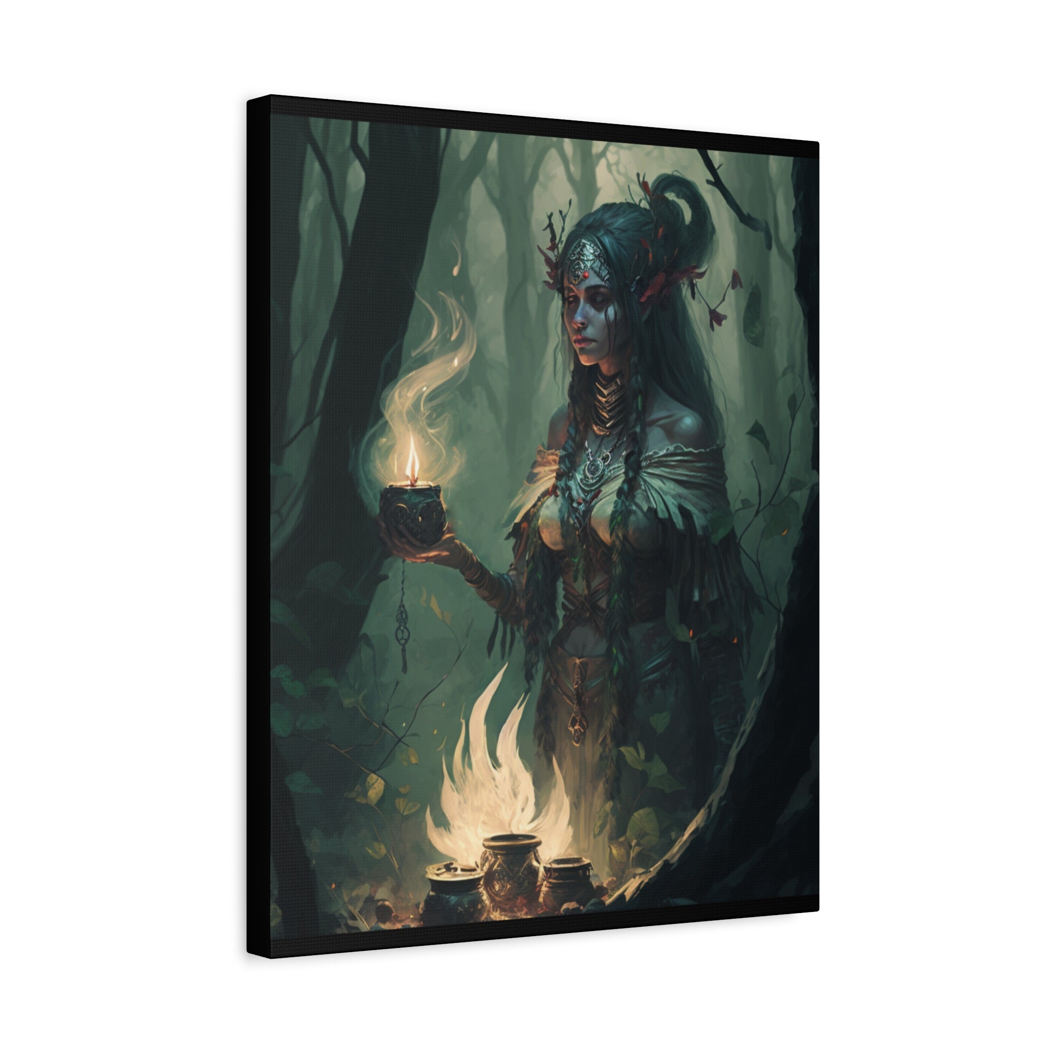 Enchanting Forest Goddess Canvas Art, Mystical Wall Decor, Spiritual Home Decor, Witchy Gift, Bohemian Artwork, Fantasy Art