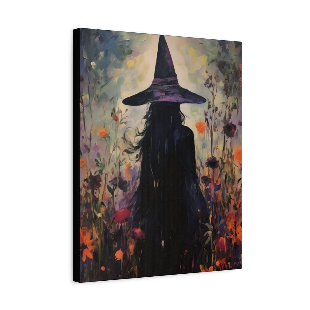 Fall Canvas Wall Art Print - Witch Silhouette in Floral Field, Mystical Home Decor, Boho Aesthetic Art, Perfect Gift for Halloween, Witchy [...]