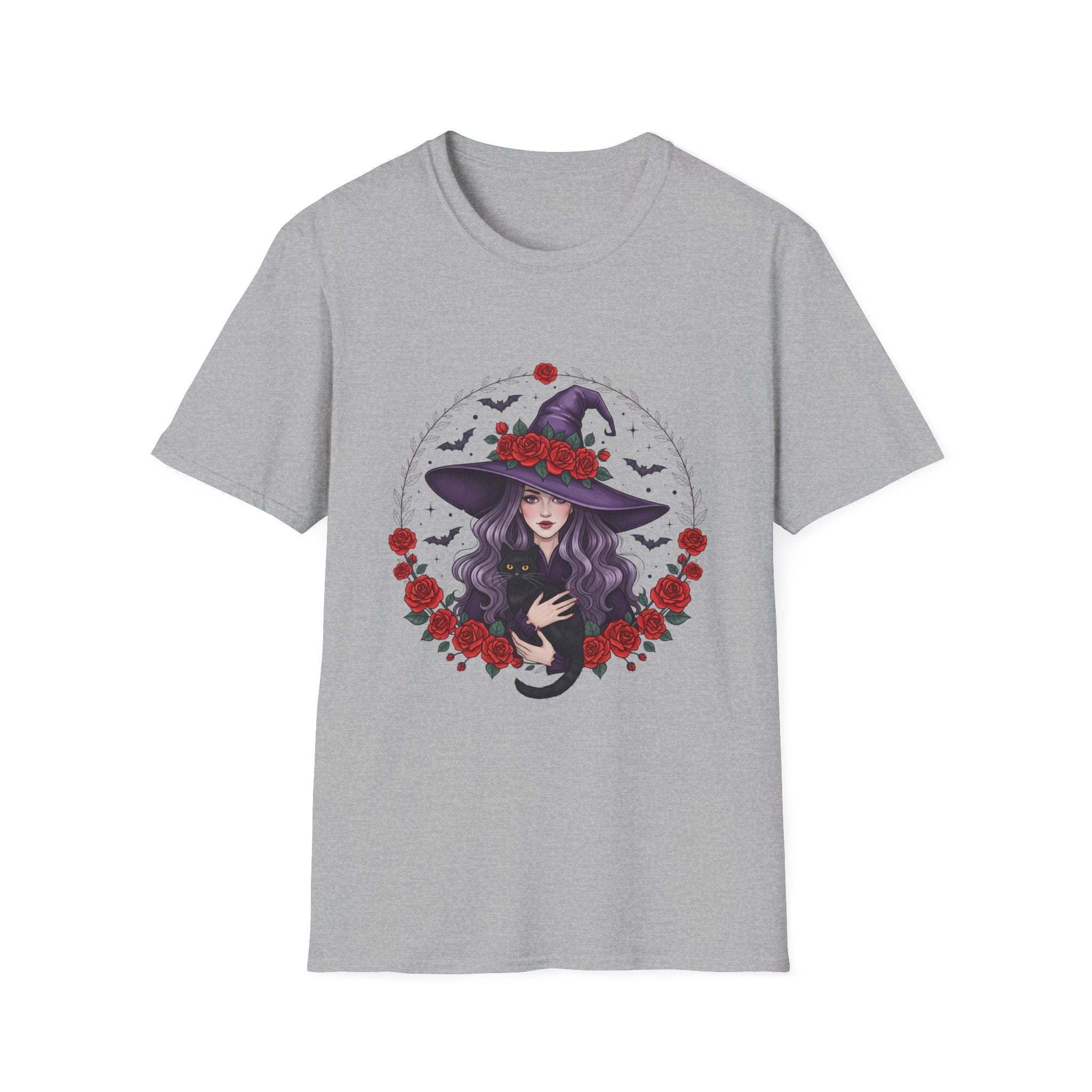 Witchy Floral T-Shirt for Every Occasion, Unisex Softstyle Tee, Halloween Gift, Cute Witch Shirt, Fashionable Tee, Everyday Style