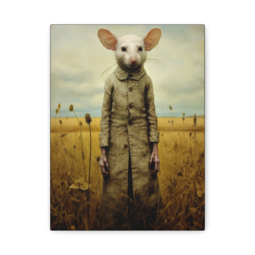 Folk Horror Mouse Canvas Print, Quirky Home Decor, Unique Gift, Art for Animal Lovers, Retro Aesthetic