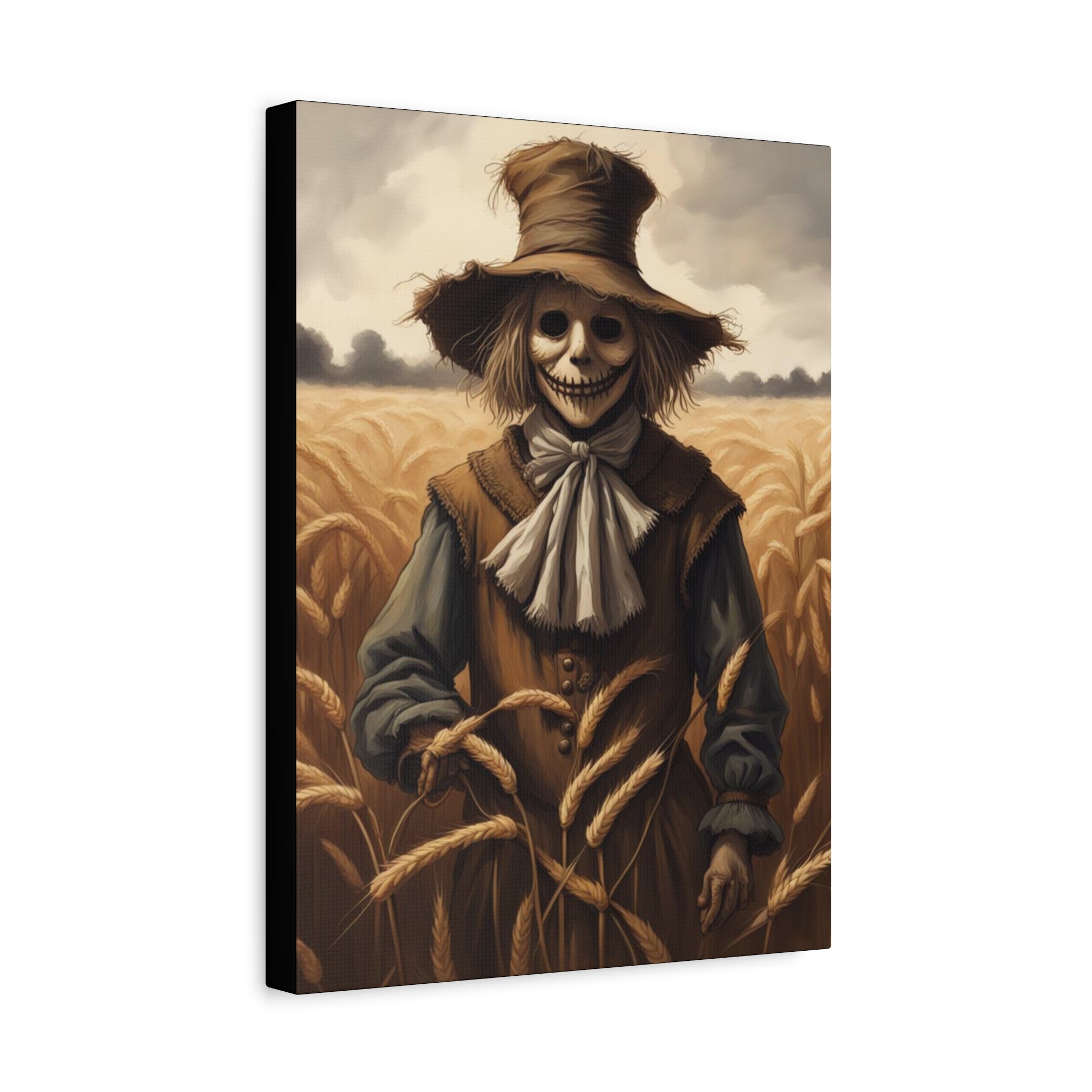 Scarecrow Canvas Art Print, Creepy Wall Decor, Autumn Home Decor, Halloween Decoration, Farmhouse Wall Art