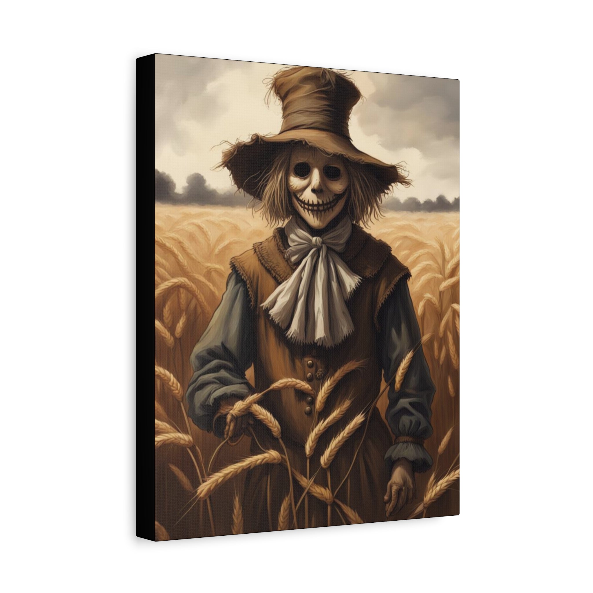 Scarecrow Canvas Art Print, Creepy Wall Decor, Autumn Home Decor, Halloween Decoration, Farmhouse Wall Art