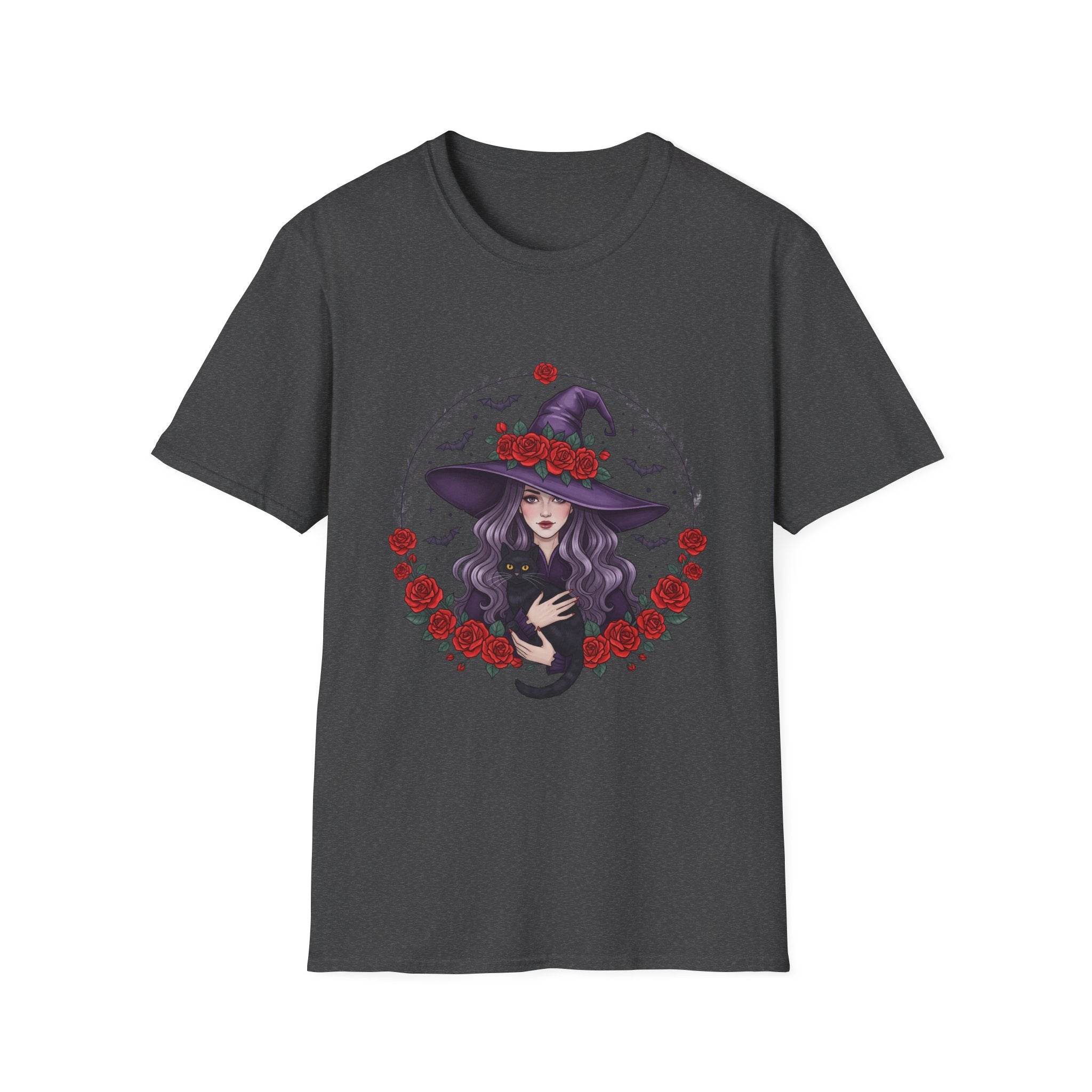 Witchy Floral T-Shirt for Every Occasion, Unisex Softstyle Tee, Halloween Gift, Cute Witch Shirt, Fashionable Tee, Everyday Style