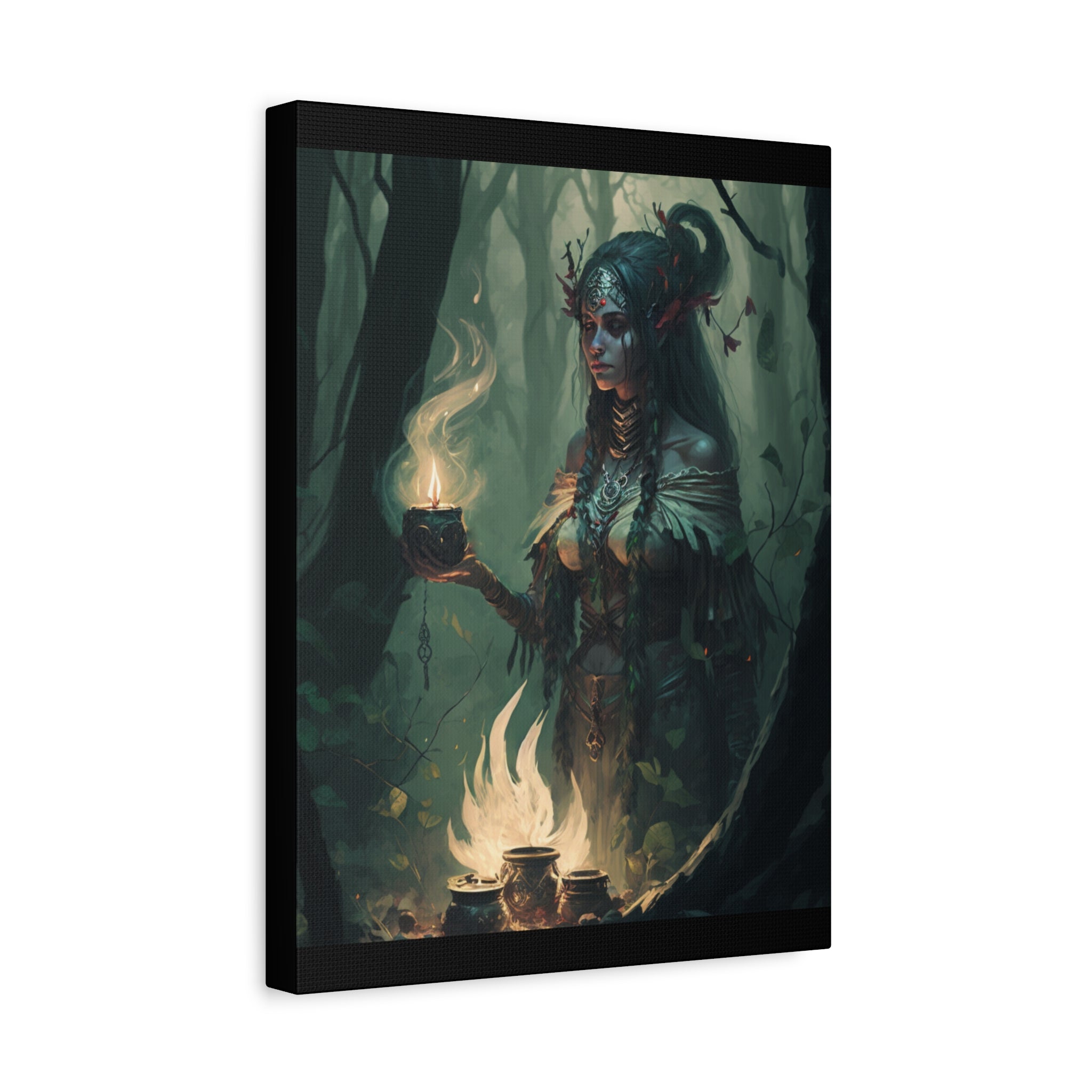 Enchanting Forest Goddess Canvas Art, Mystical Wall Decor, Spiritual Home Decor, Witchy Gift, Bohemian Artwork, Fantasy Art