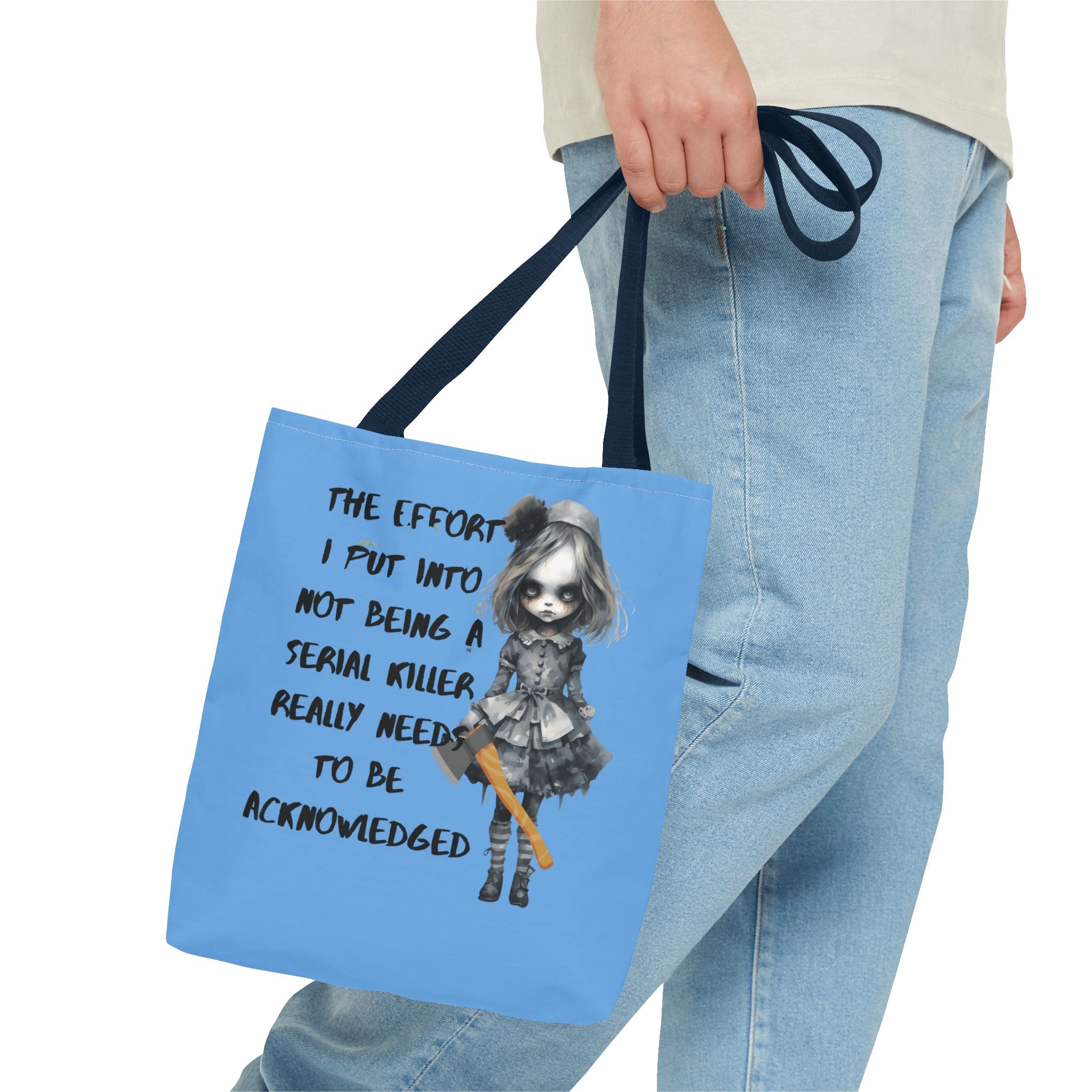 Creepy Doll Tote Bag, Playful Tote for Animal Lovers, Unique Gift, Eco-Friendly Shopping Bag, Fun Everyday Use, Cute Design
