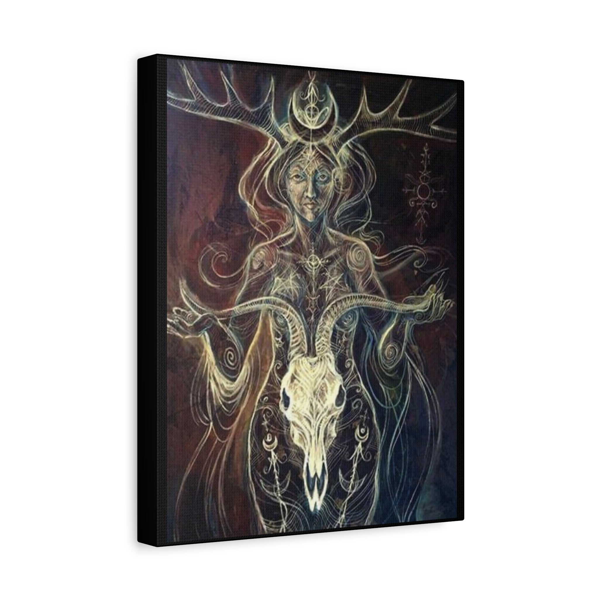 Shaman Wall Art, Bohemian Decor, Goddess Artwork, Spiritual Home Decor, Nature-Inspired Canvas, Witchy Aesthetic Art