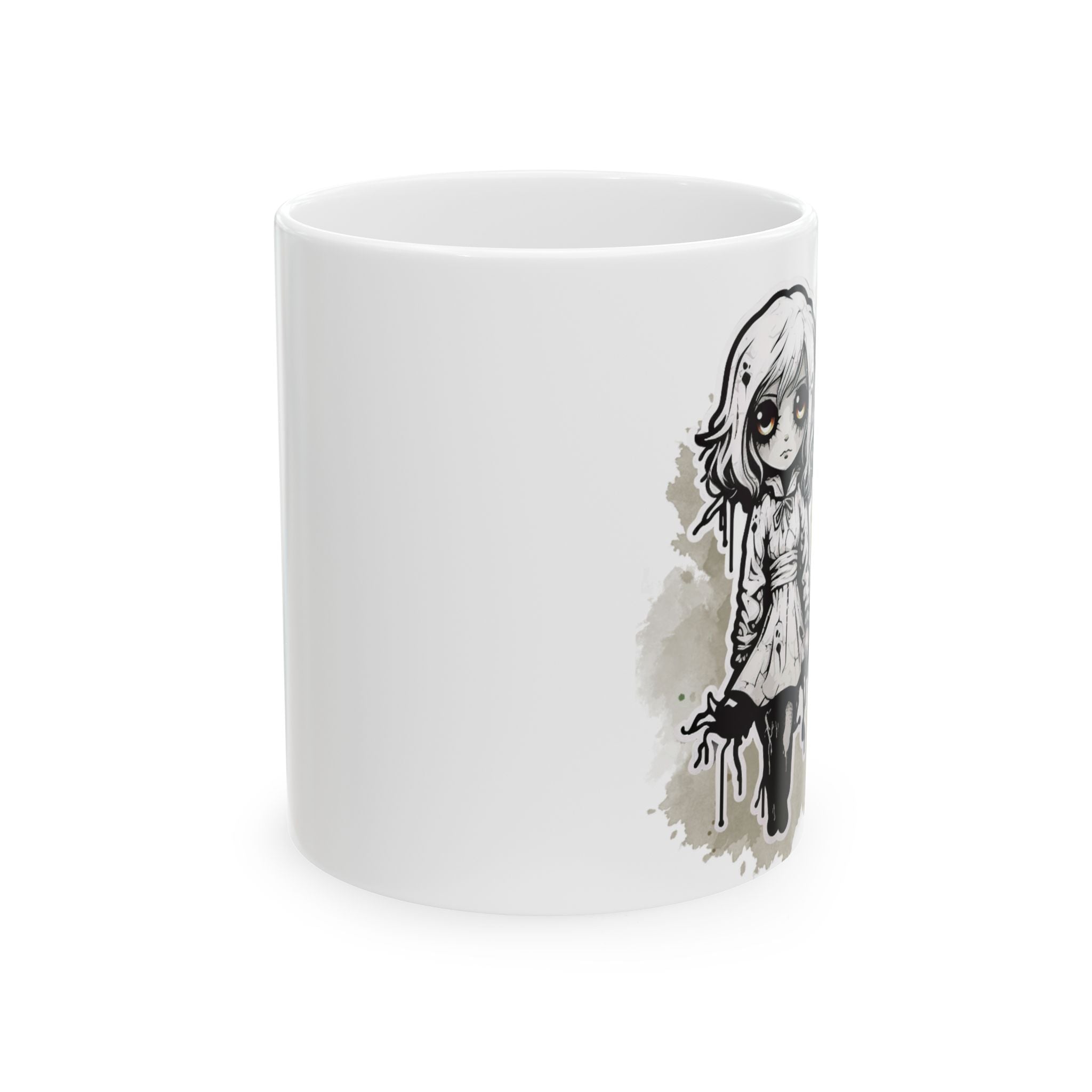 Creepy Doll Ceramic Mug - Gothic Coffee Cup, Halloween Gift, Spooky Decor, Horror Mug, Unique Gift for Him/Her