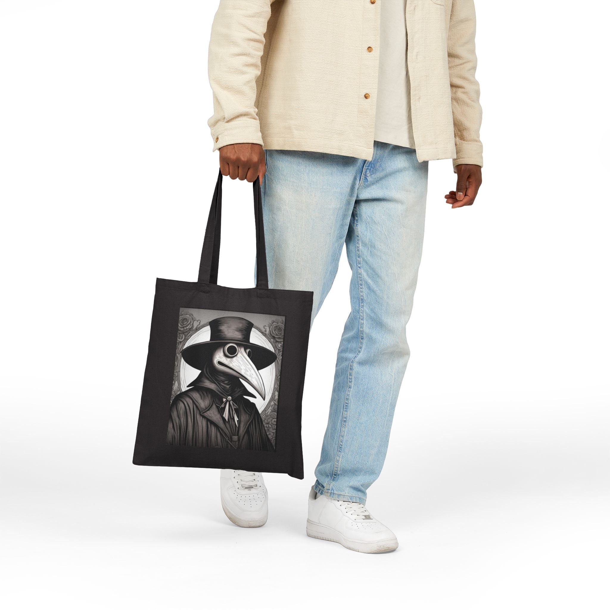 Vintage Plague Doctor Tote Bag | Eco-Friendly Shopping Bag | Unique Gift for Halloween, Gothic Decor, Art Enthusiasts, Canvas Bag