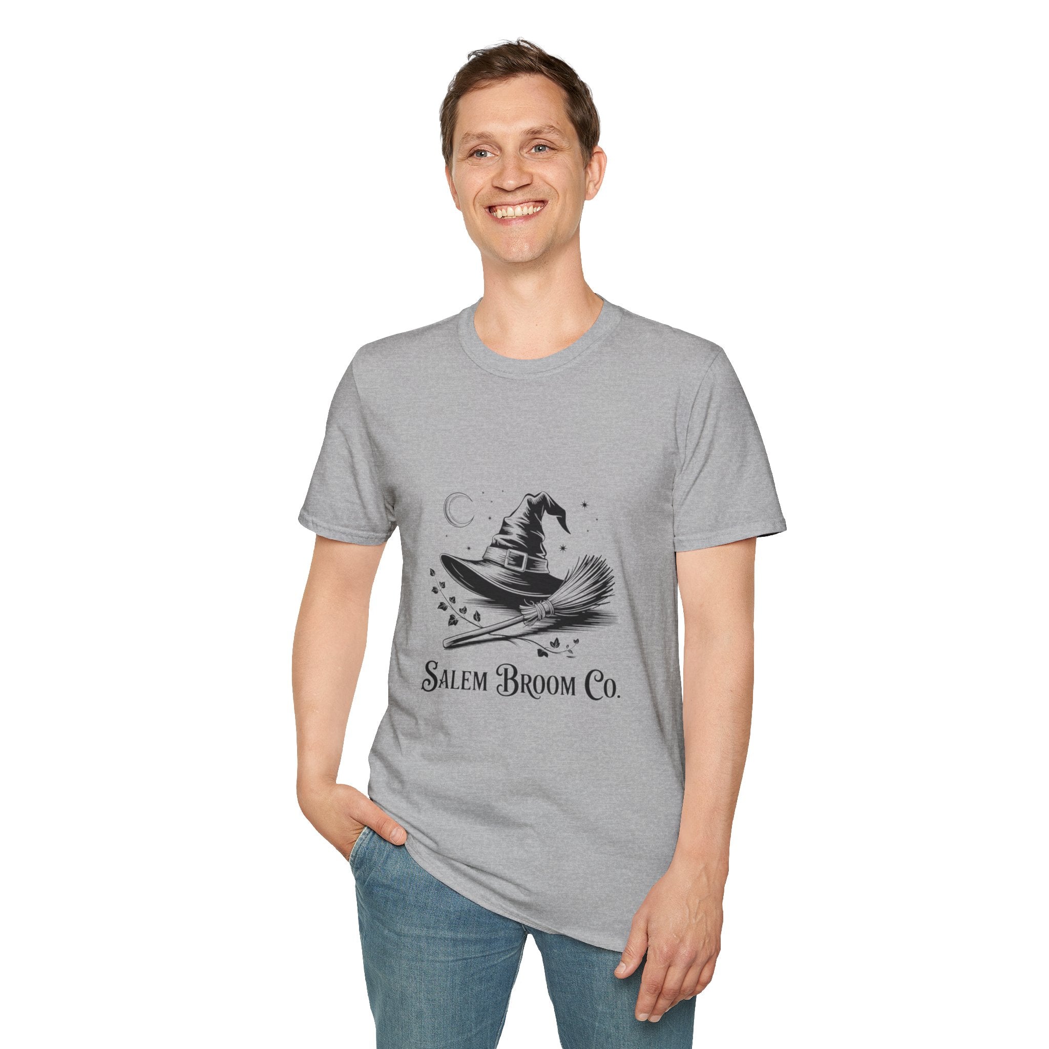 Salem Broom Co. Halloween T-Shirt | Unisex Softstyle Tee for Witch Lovers, Spooky Season, Unique Gift, Halloween Party Wear