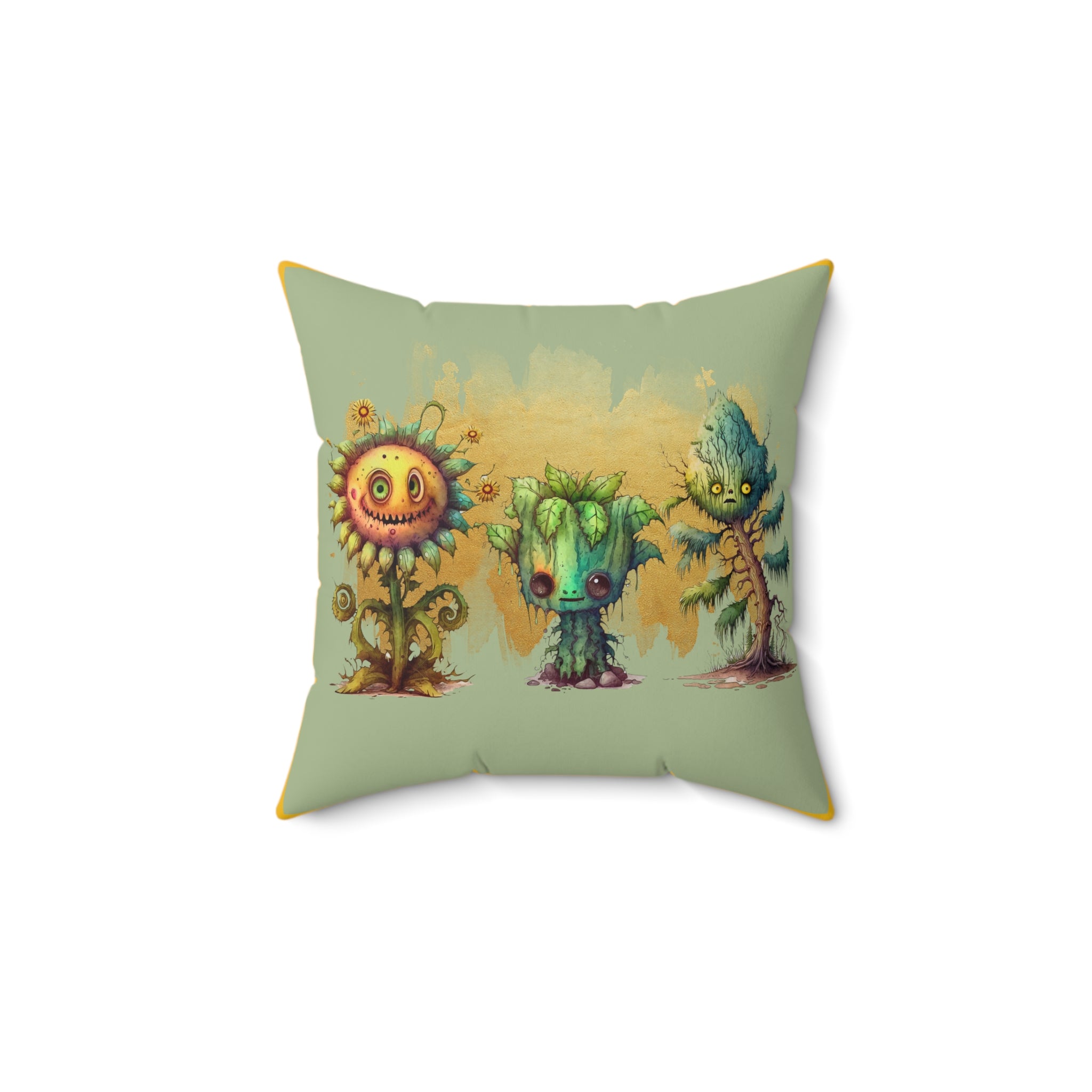 Creepy Garden 3 Plant Character Pillow, Decorative Cushion, Colorful Home Decor, Gift for Garden Lovers, Nursery Accent