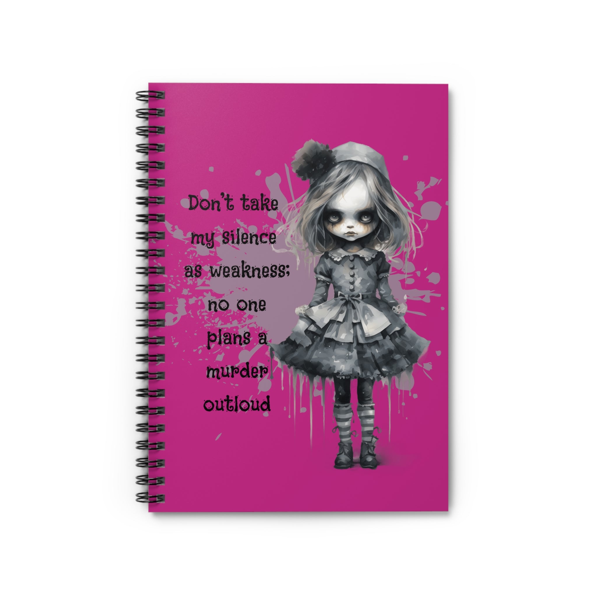 Creepy Doll Spiral Notebook - Don't Take My Silence as Weakness, Unique Gift for Note-Taking, Journaling, Spooky Decor, Halloween, Creative [...]