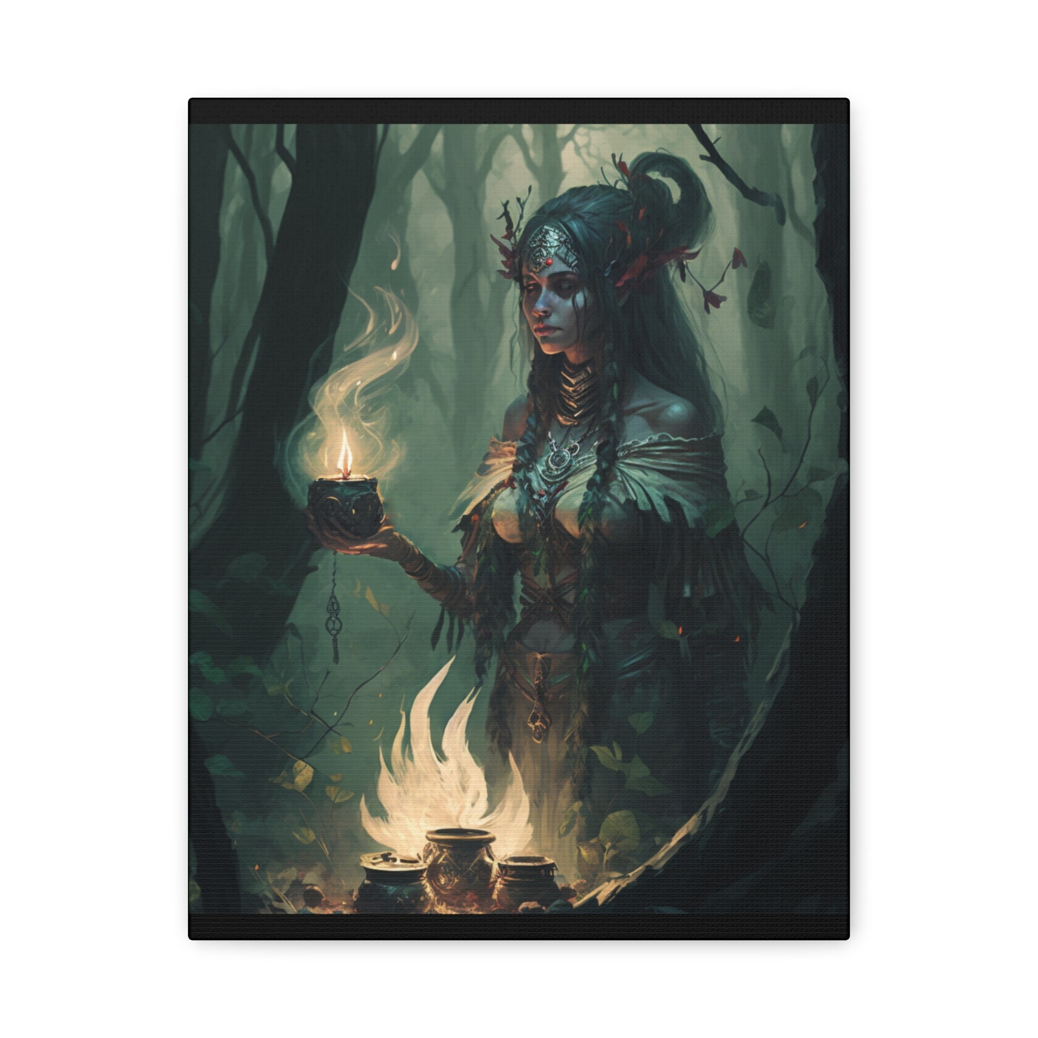 Enchanting Forest Goddess Canvas Art, Mystical Wall Decor, Spiritual Home Decor, Witchy Gift, Bohemian Artwork, Fantasy Art