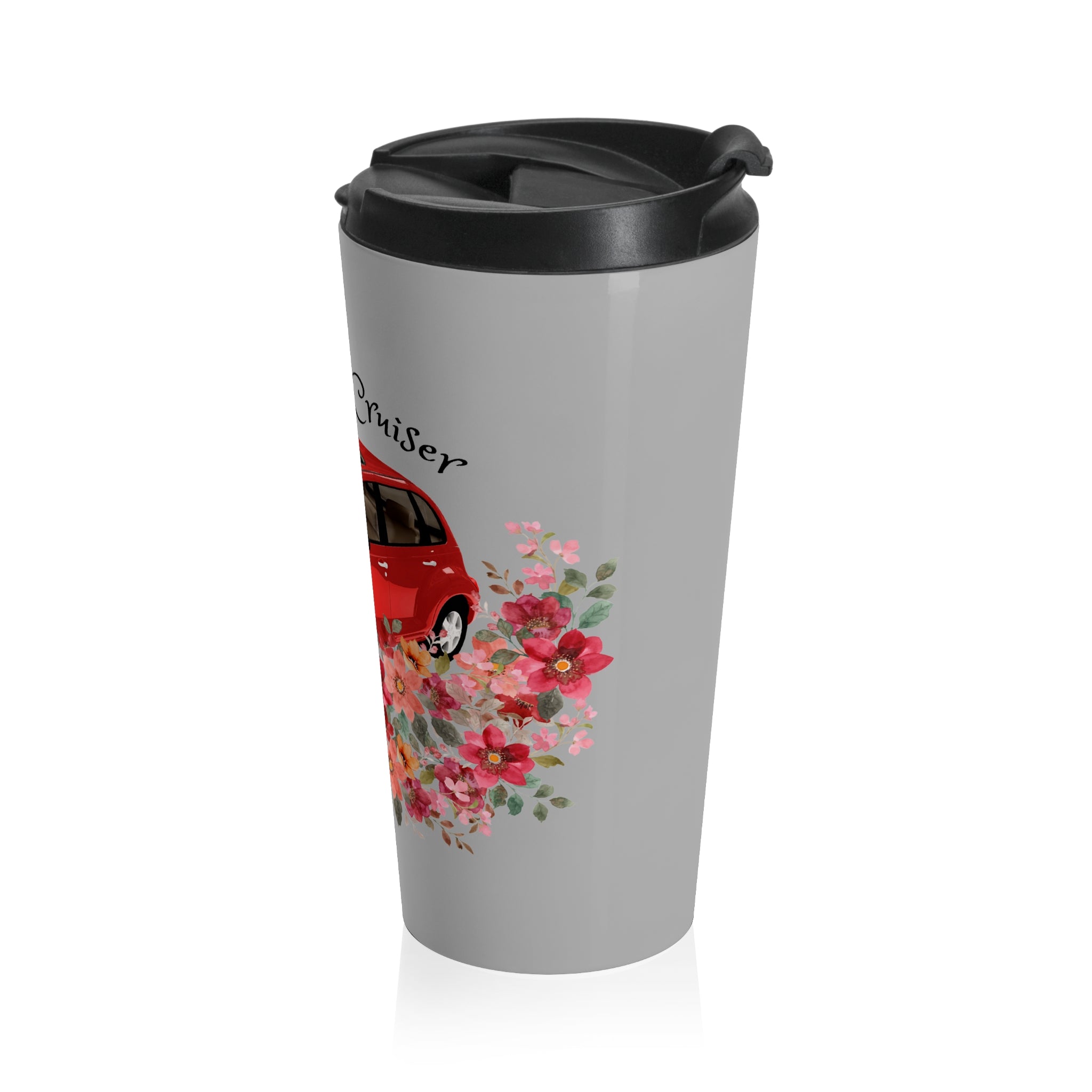 Floral PT Cruiser Travel Mug - Perfect for Car Lovers, Floral Gifts, Road Trips, Commuting, Eco-Friendly Travel Accessories