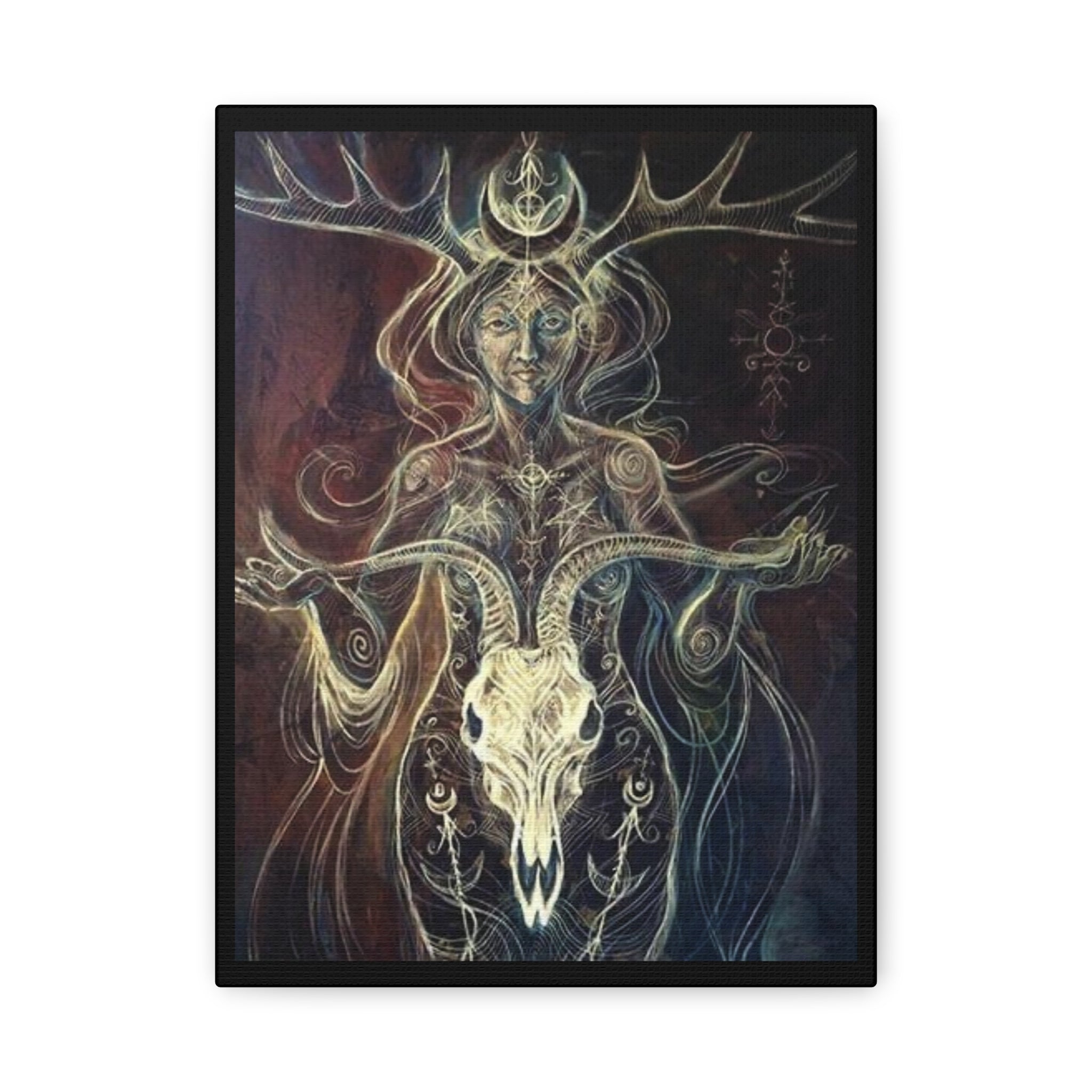Shaman Wall Art, Bohemian Decor, Goddess Artwork, Spiritual Home Decor, Nature-Inspired Canvas, Witchy Aesthetic Art