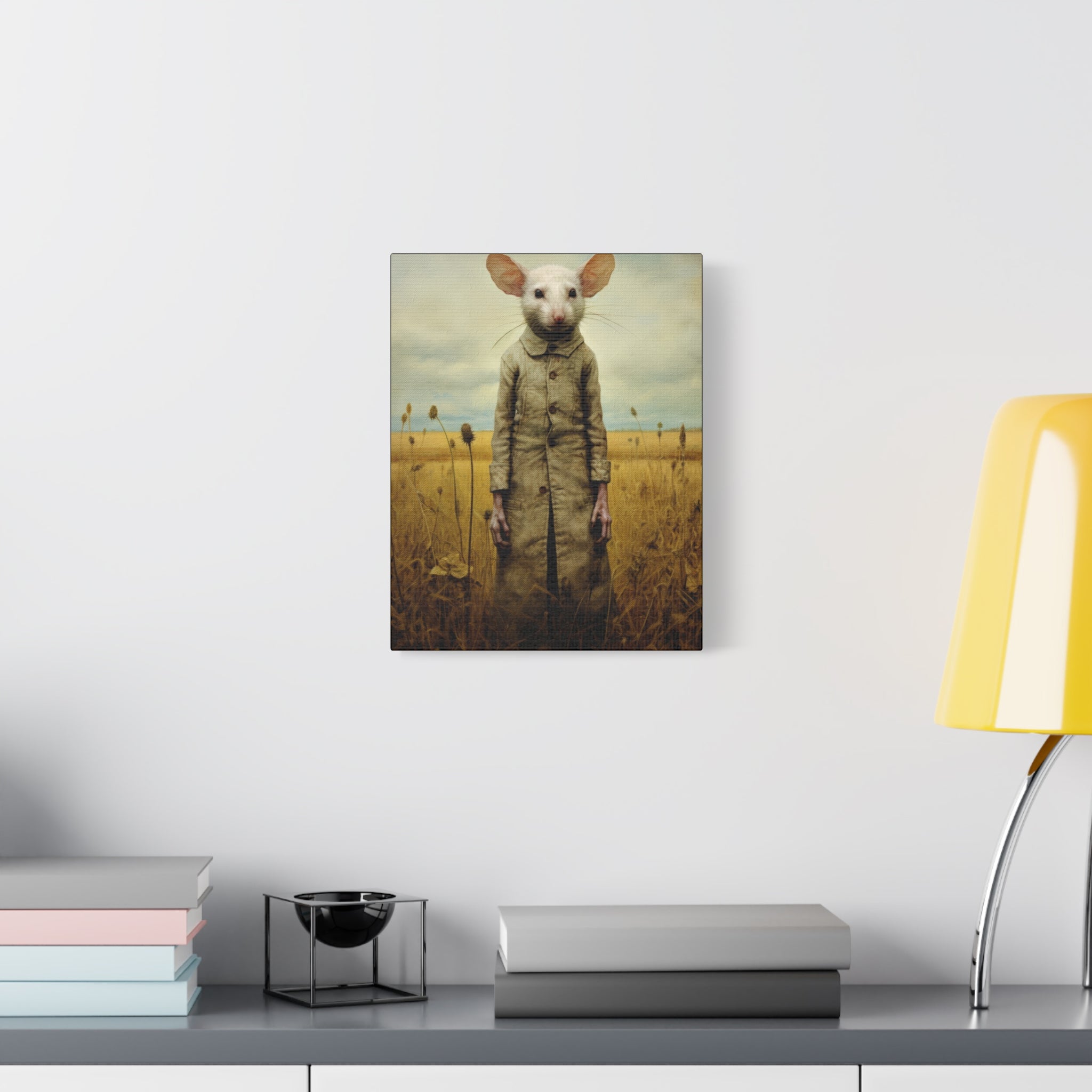 Folk Horror Mouse Canvas Print, Quirky Home Decor, Unique Gift, Art for Animal Lovers, Retro Aesthetic
