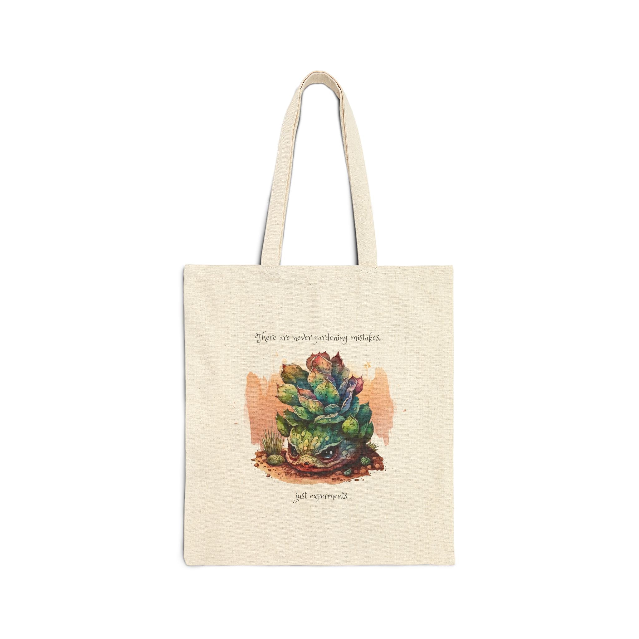 Creepy Garden Succulent Art Cotton Canvas Tote Bag, Eco-Friendly Tote, Plant Lover Gift, Reusable Grocery Bag, Botanical Print Shopping Bag