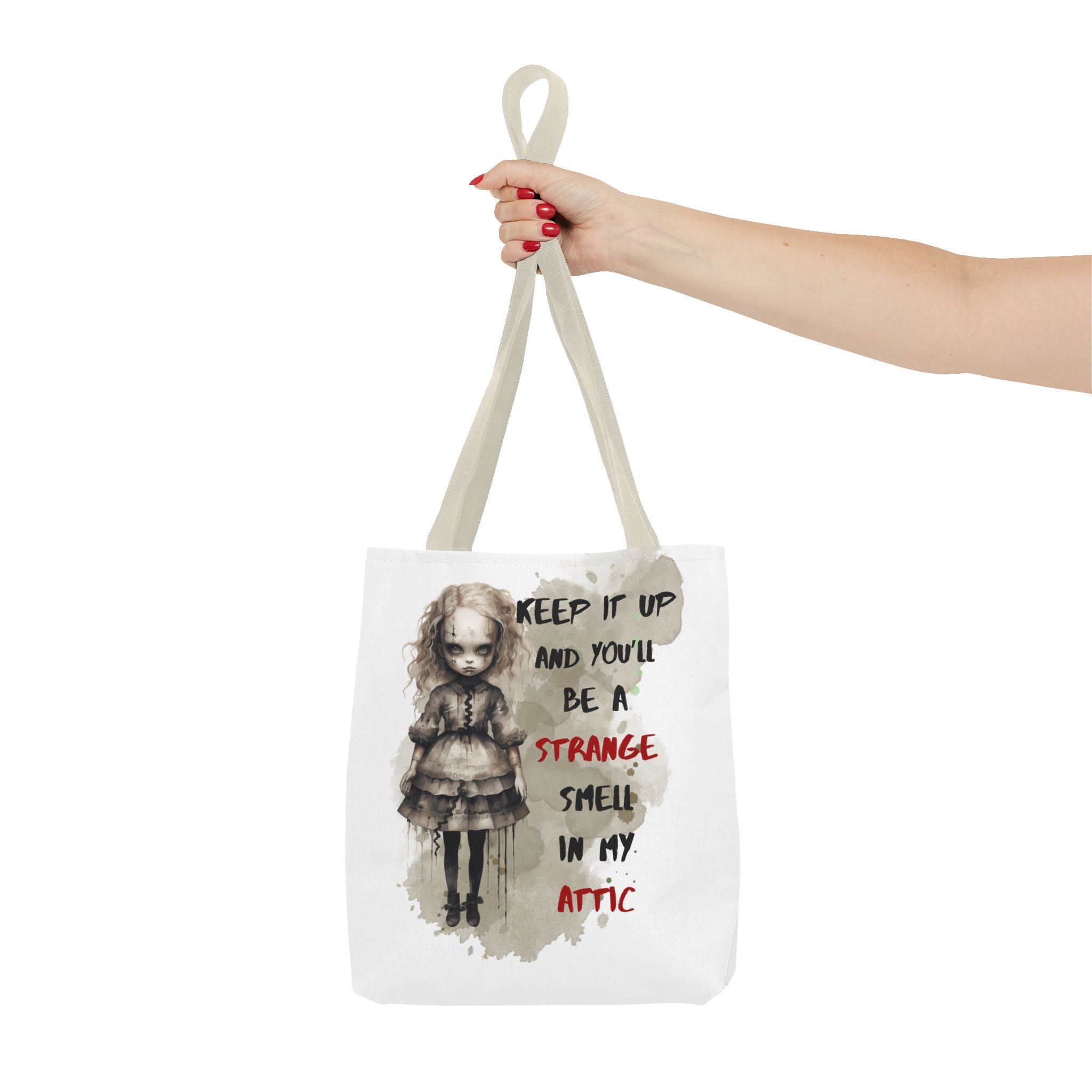 Strange Smell in My Attic Tote Bag, Gothic Eco-Friendly Tote, Witchy Canvas Bag, Unique Gift for Horror Fans, Halloween Essential