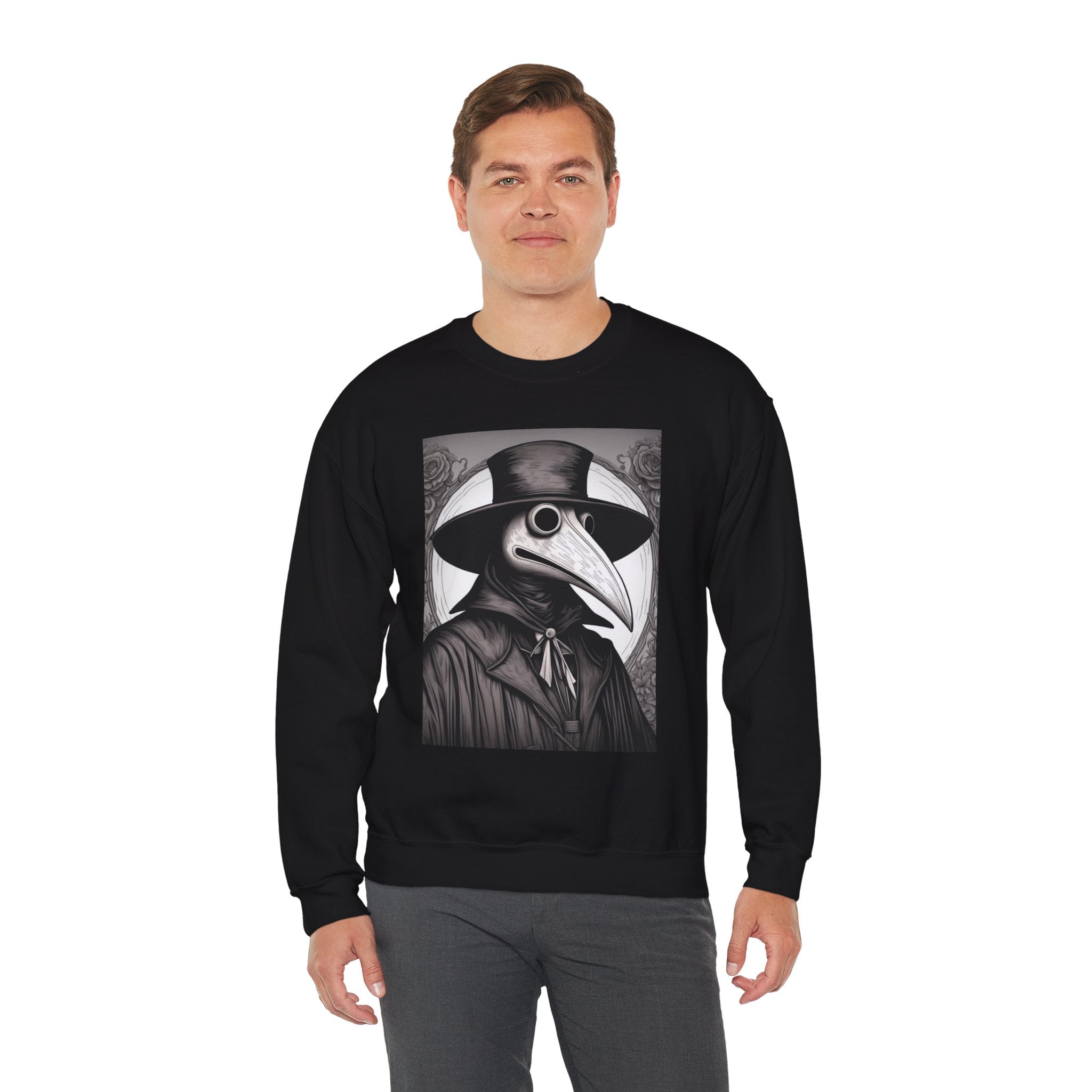 Stylish Plague Doctor Sweatshirt, Cozy Crewneck, Unique Gift for Halloween, Unisex Fashion, Vintage Aesthetic Apparel, High-Quality Comfort