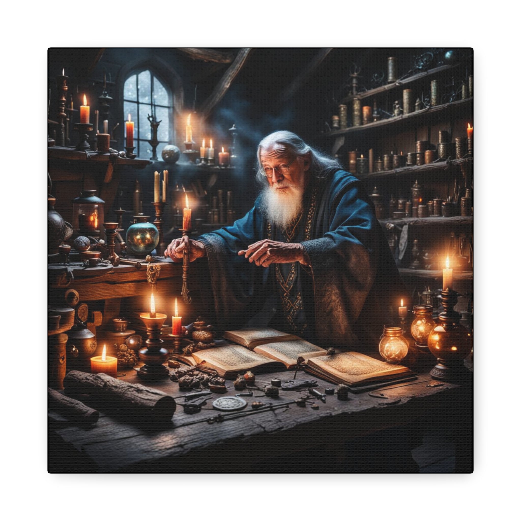 Conjuring Canvas Art, Fantasy Wall Decor, Sorcery Home Decor, Unique Gift for Magic Lovers, Wizard Wall Art, Cozy Vibes