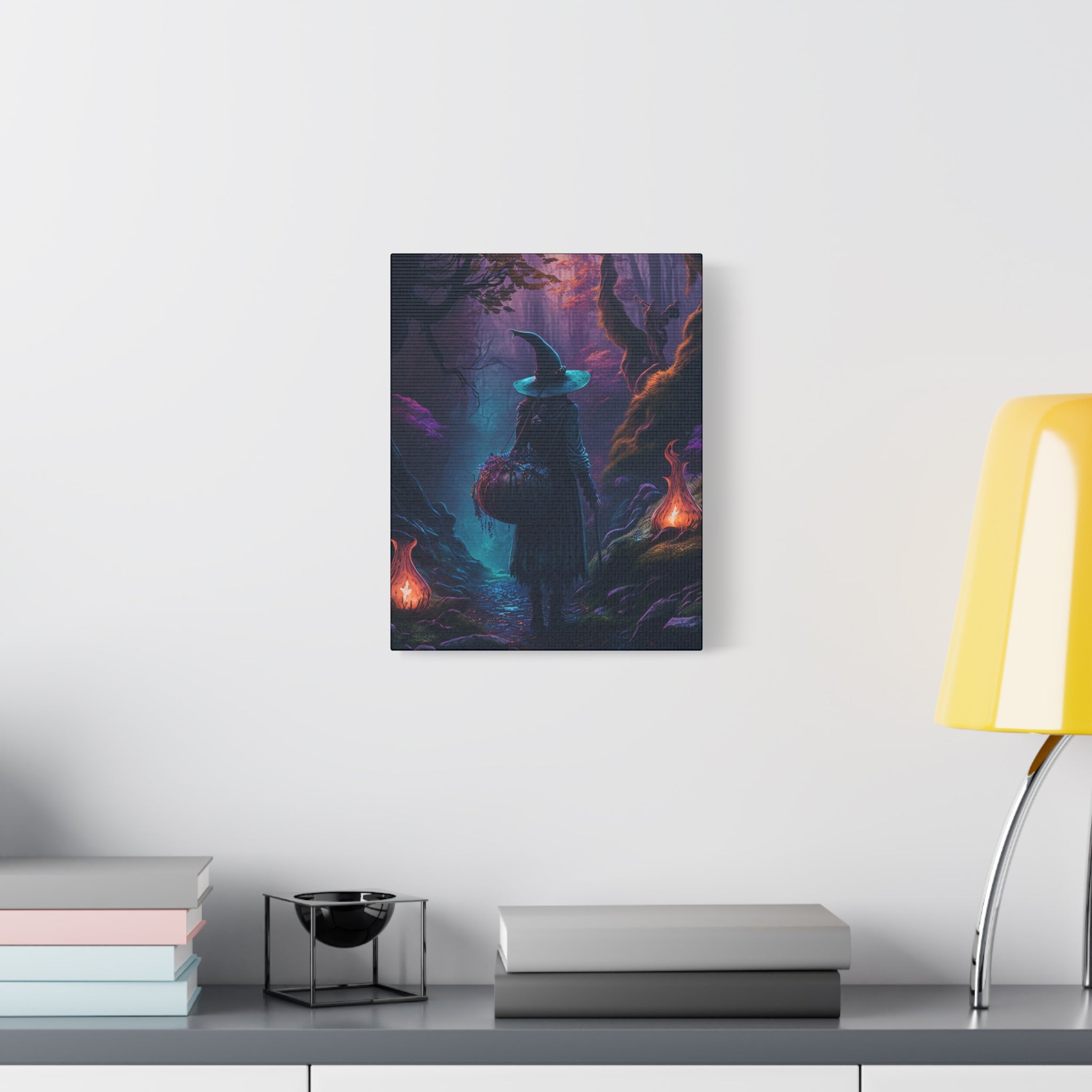 Night Herb Gathering Canvas Art, Witch Decor, Halloween Wall art, Fantasy Artwork, Boho Decor, Gift for Witch Lovers