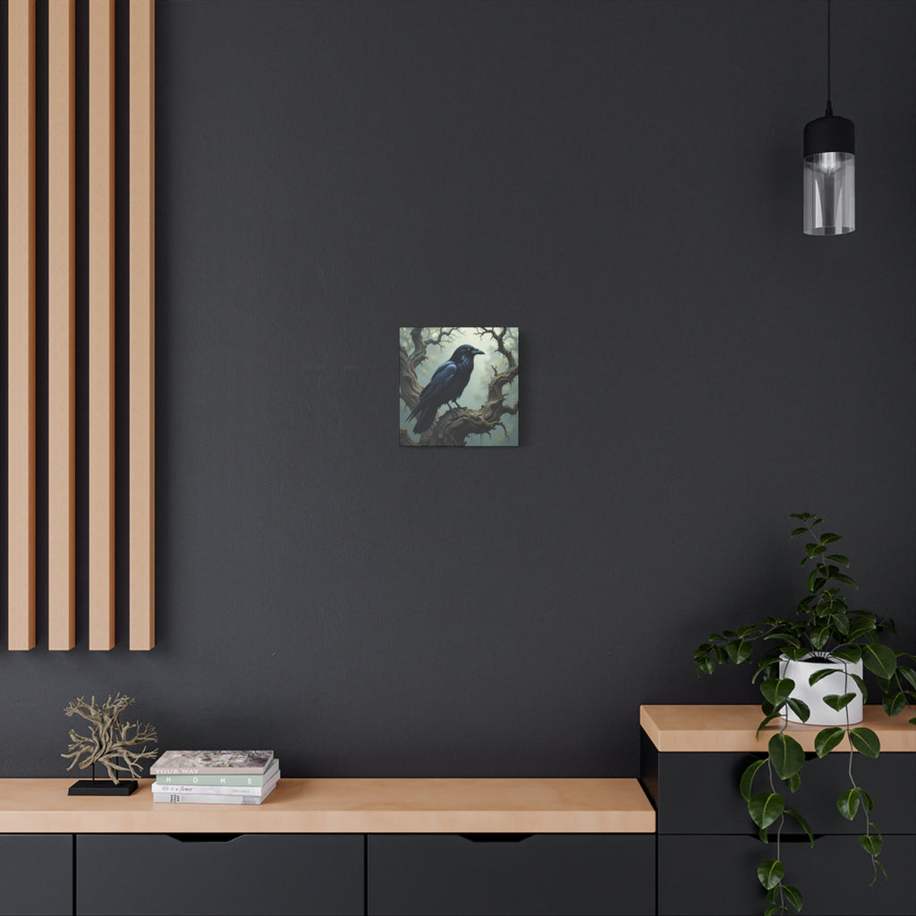 Mystical Raven Canvas Art, Black Bird Wall Decor, Gothic Home Accent, Halloween Decoration, Nature Artwork