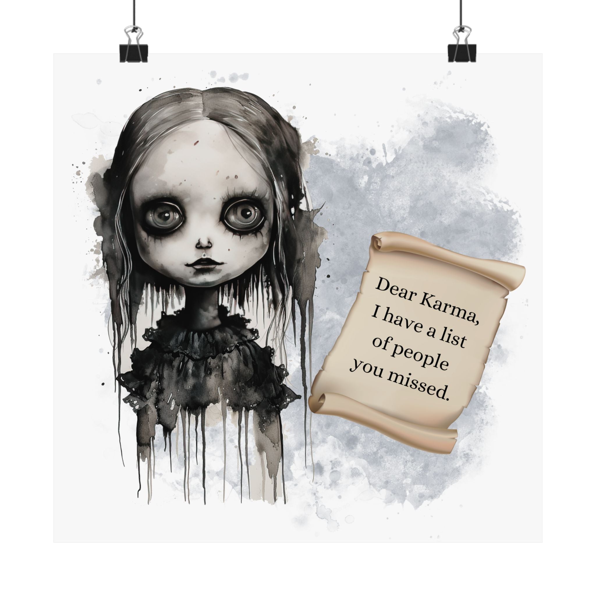Creepy Doll Poster, Dark Wall Decor, Unique Gift for Art Lovers, Home Aesthetic, Haunted House Decor, Halloween Decoration