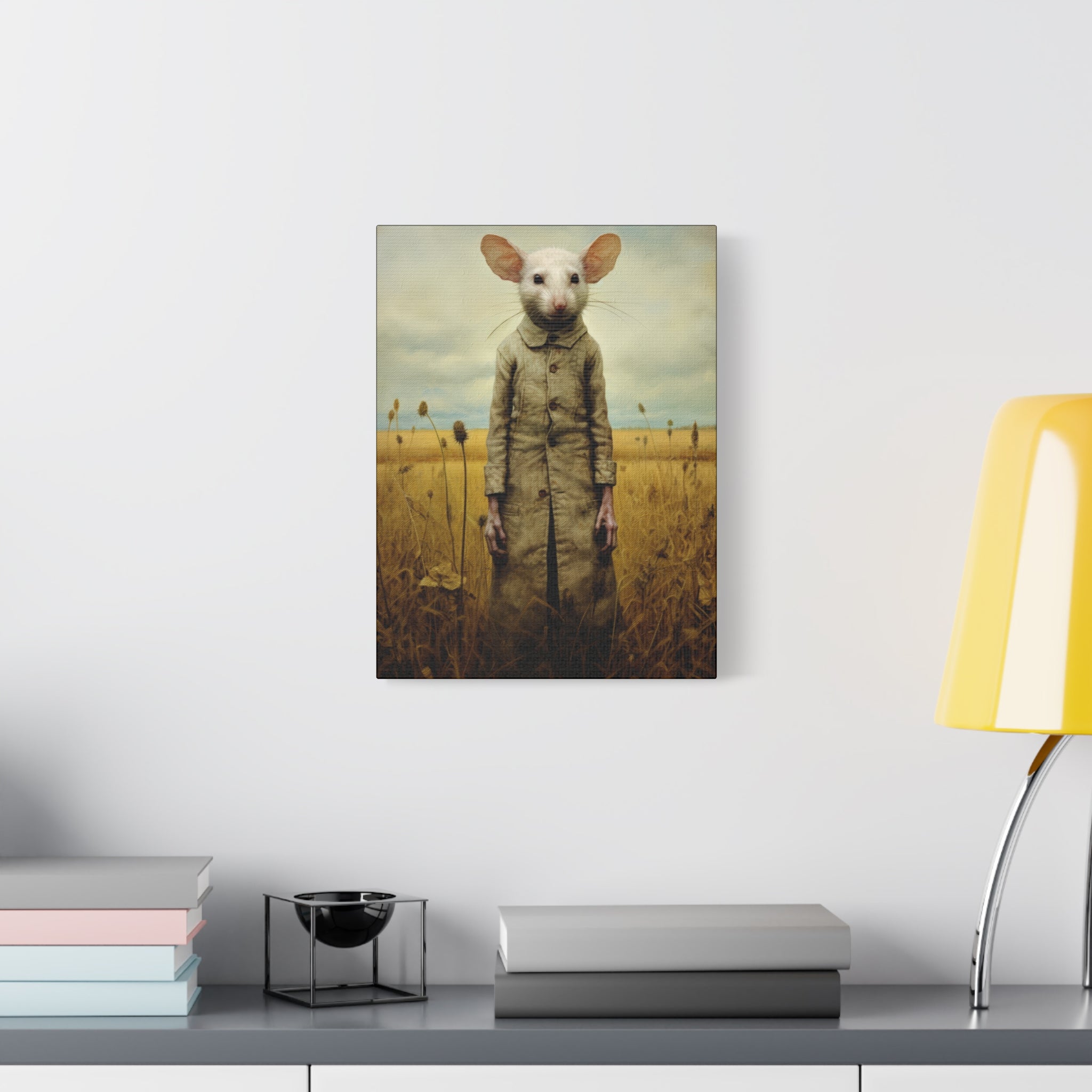 Folk Horror Mouse Canvas Print, Quirky Home Decor, Unique Gift, Art for Animal Lovers, Retro Aesthetic