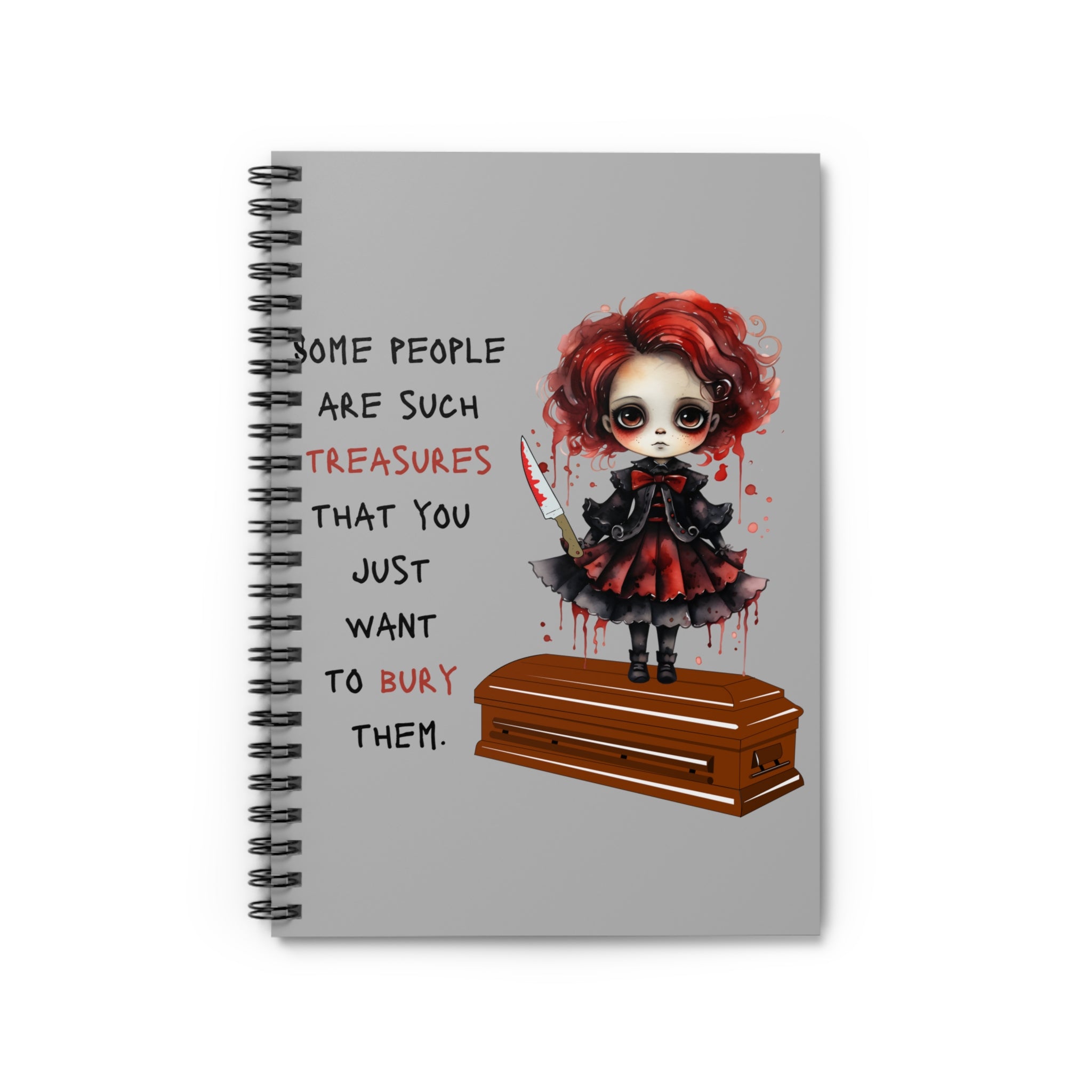 Creepy Doll Spiral Notebook - Dark Humor, Perfect for Stationery Lovers, Gifts for Halloween, Journaling, Unique Design