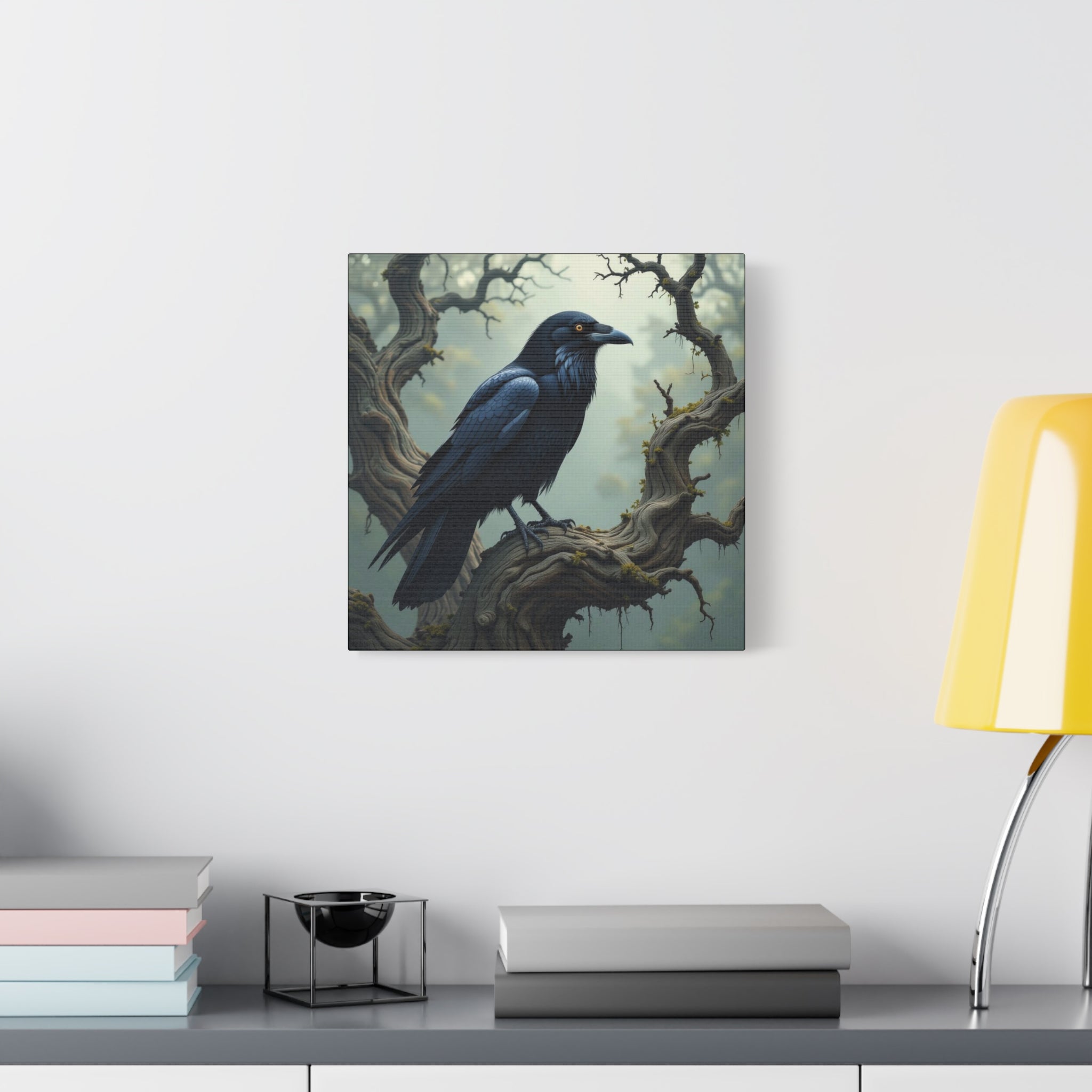 Mystical Raven Canvas Art, Black Bird Wall Decor, Gothic Home Accent, Halloween Decoration, Nature Artwork