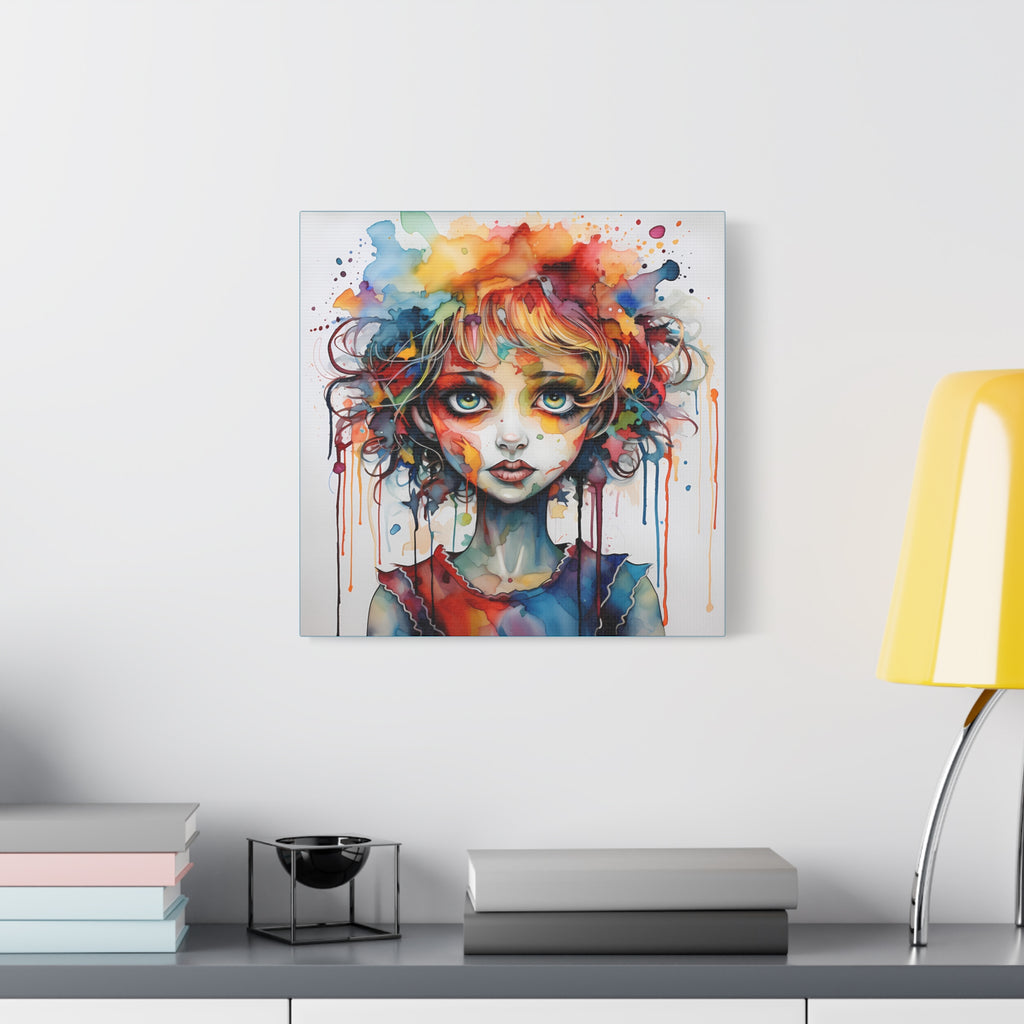 Creepy Doll Art Canvas Print, Vibrant Wall Decor, Unique Gift for Art Lovers, Whimsical Home Decoration, Perfect for Birthdays, Holidays