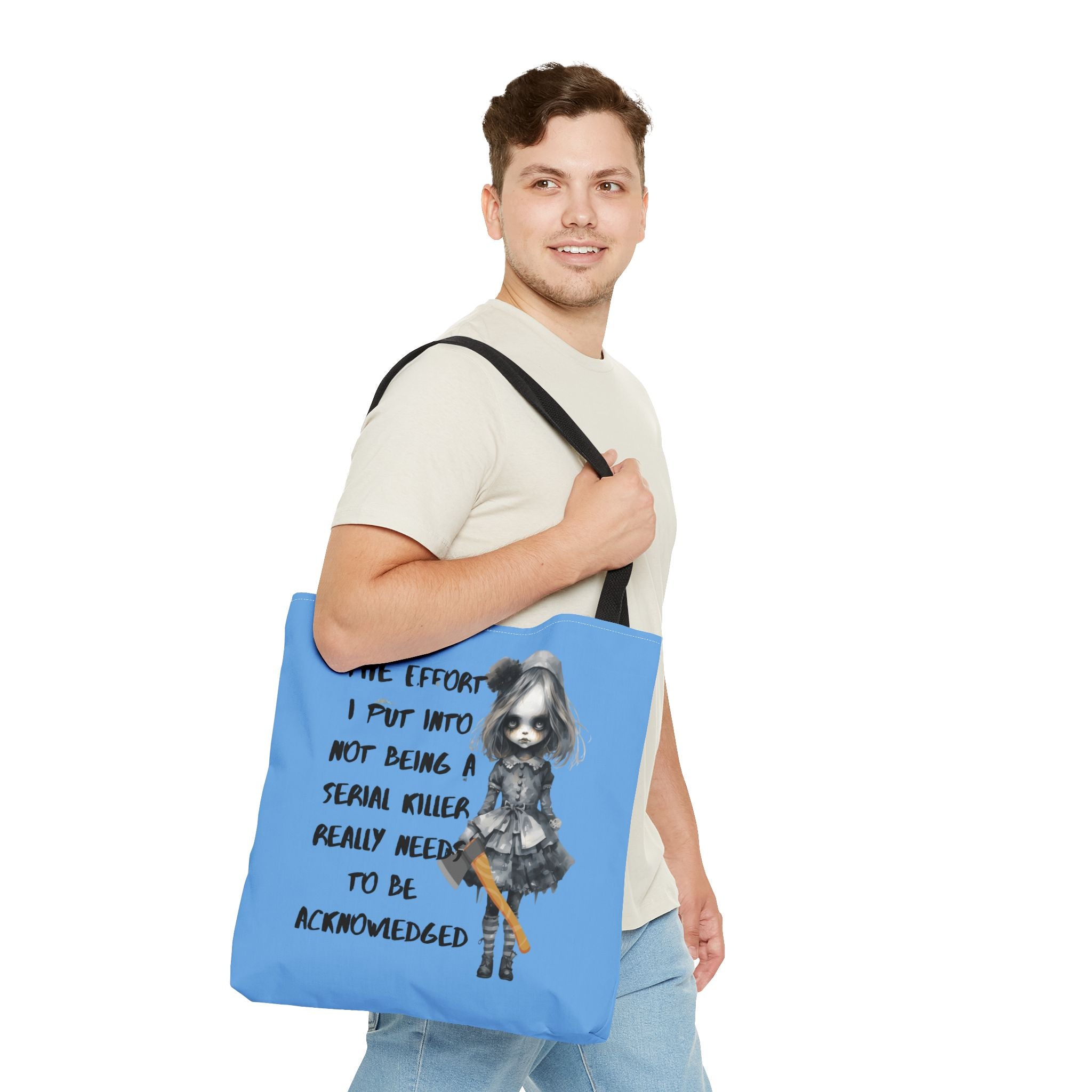 Creepy Doll Tote Bag, Playful Tote for Animal Lovers, Unique Gift, Eco-Friendly Shopping Bag, Fun Everyday Use, Cute Design