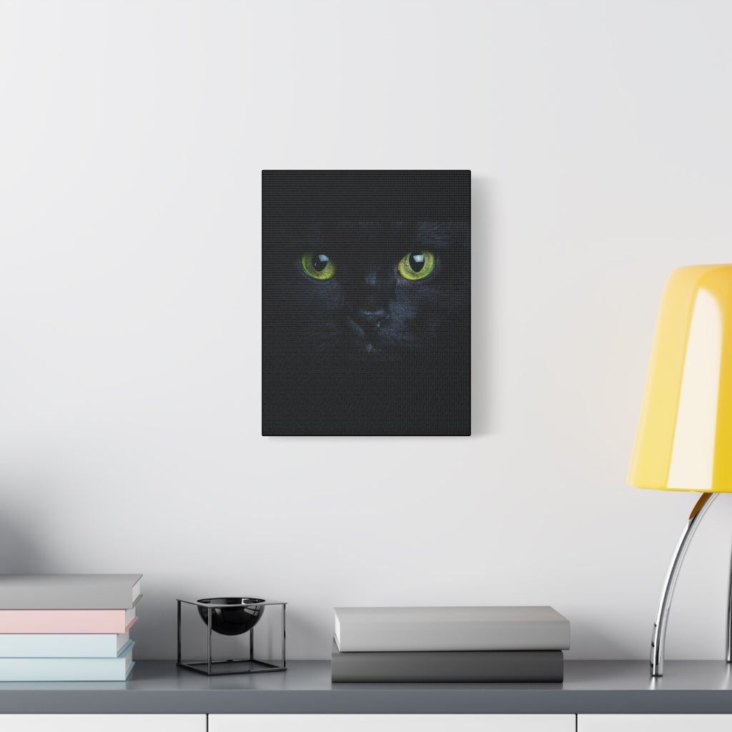 Green Eyes Black Cat Wall Art, Canvas Print, Home Decor, Cat Lover Gift, Halloween Decor, Animal Art