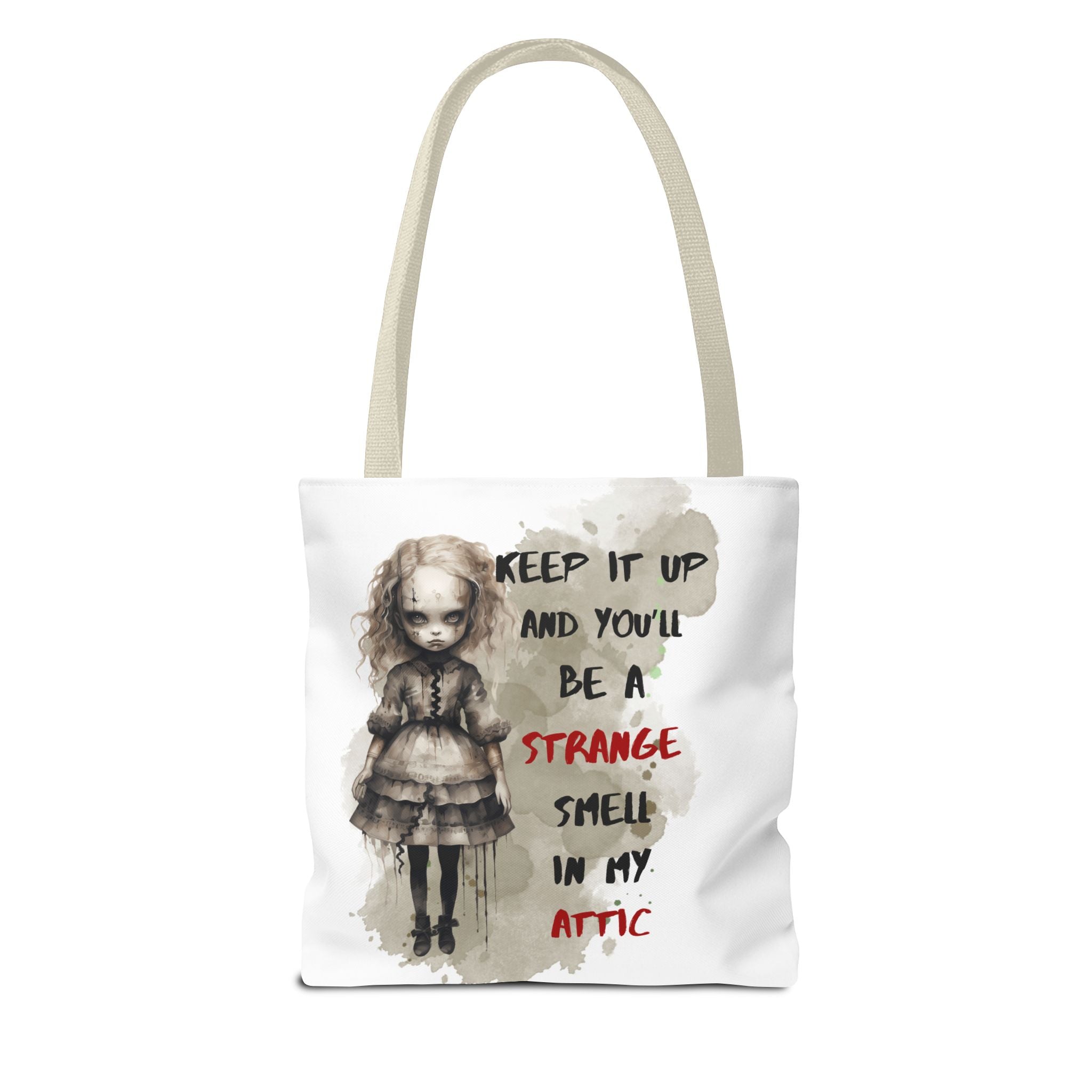 Strange Smell in My Attic Tote Bag, Gothic Eco-Friendly Tote, Witchy Canvas Bag, Unique Gift for Horror Fans, Halloween Essential