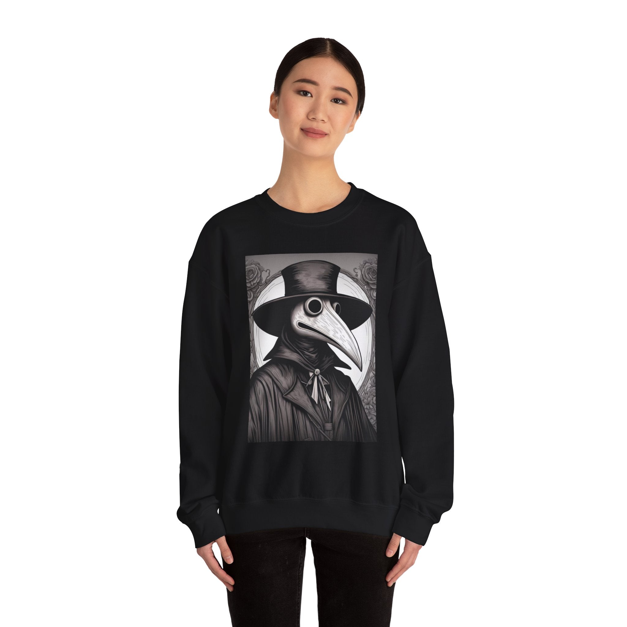 Stylish Plague Doctor Sweatshirt, Cozy Crewneck, Unique Gift for Halloween, Unisex Fashion, Vintage Aesthetic Apparel, High-Quality Comfort