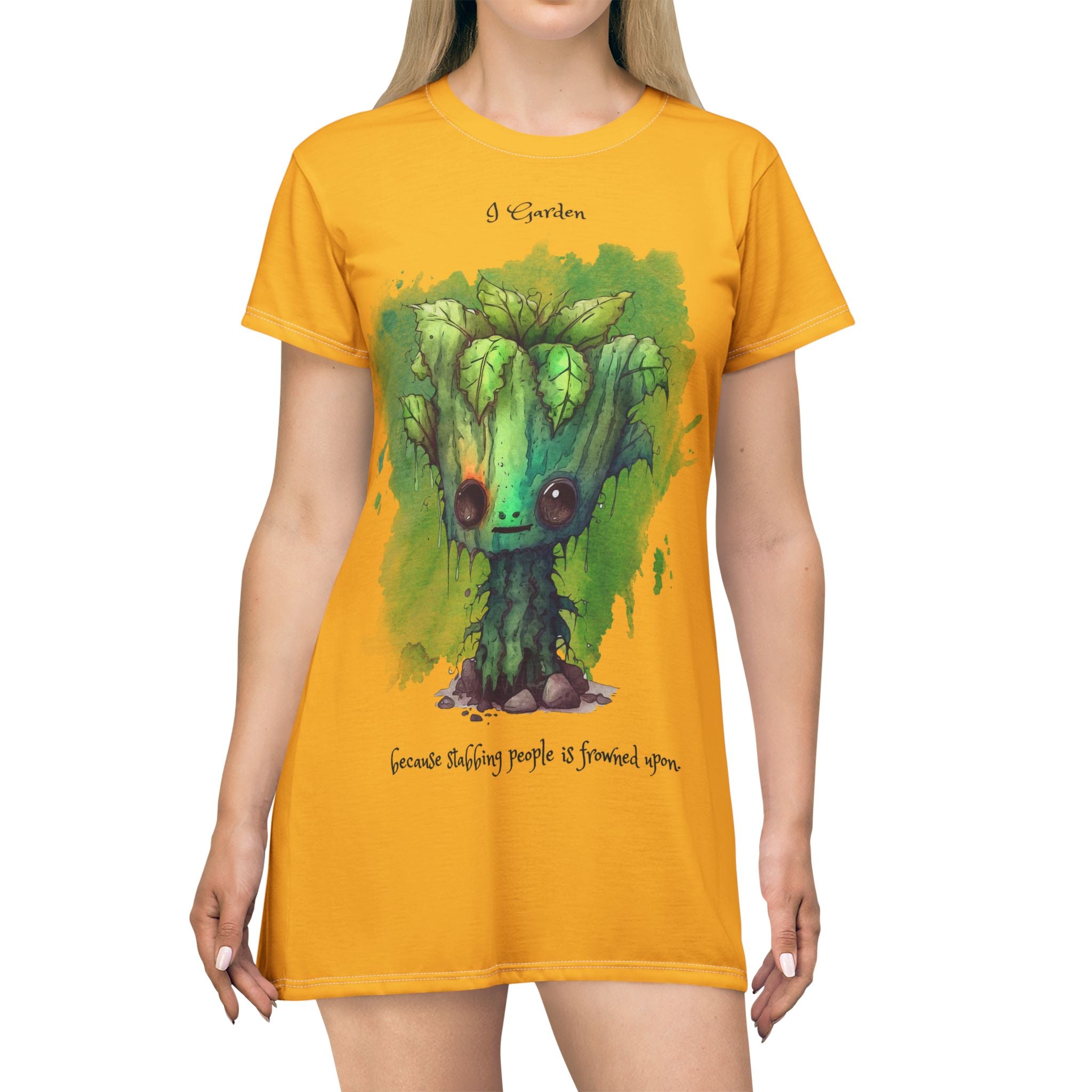 Creepy Garden T-Shirt Dress - Cute Plant Art, Summer Fun, Trendy Casual Wear, Gift for Nature Lovers, Perfect for Festivals