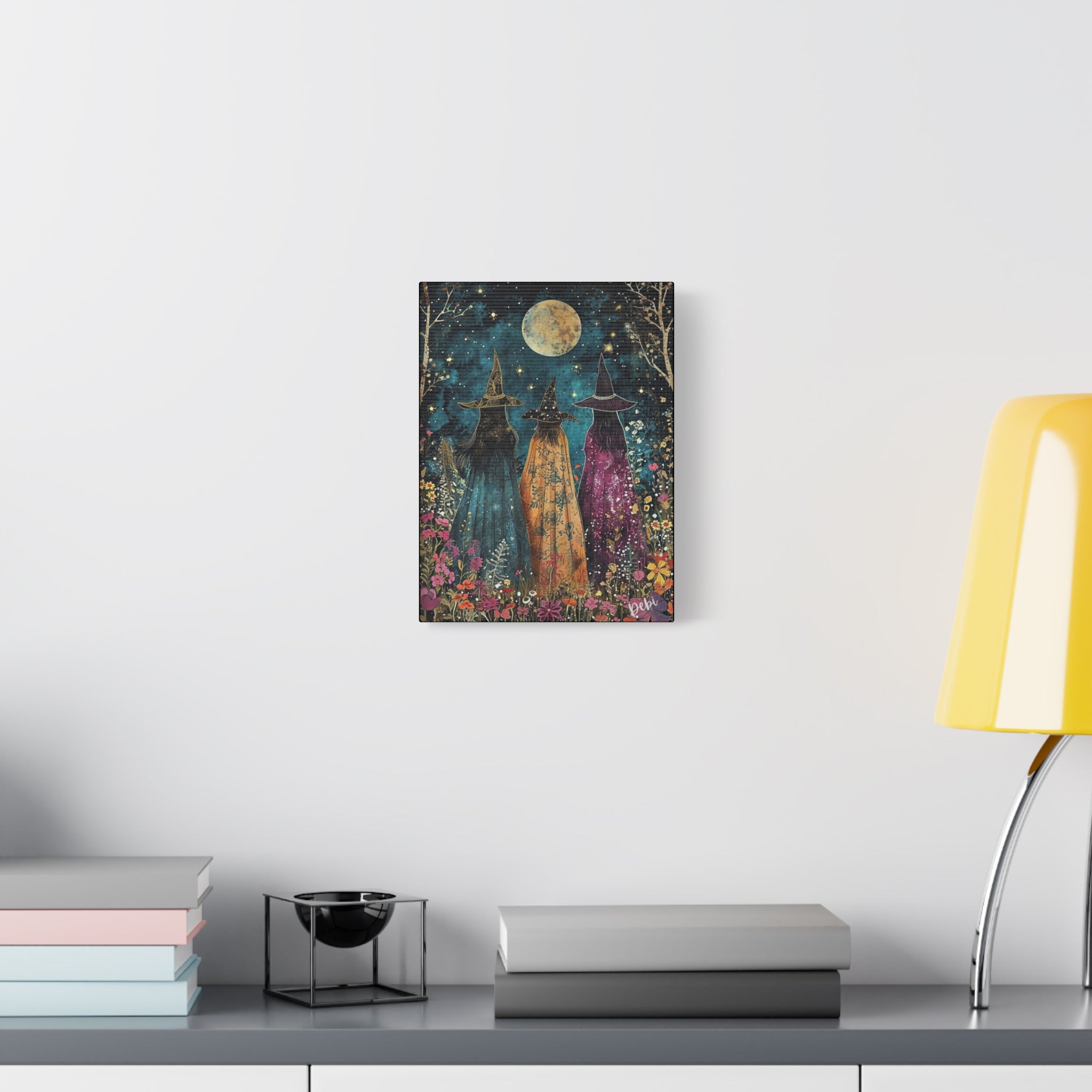 Full moon Trio Canvas Wall Art, Halloween Decor, Boho Home Decor, Mystic Wall Hanging, Witchy Artwork, Gift for Witches