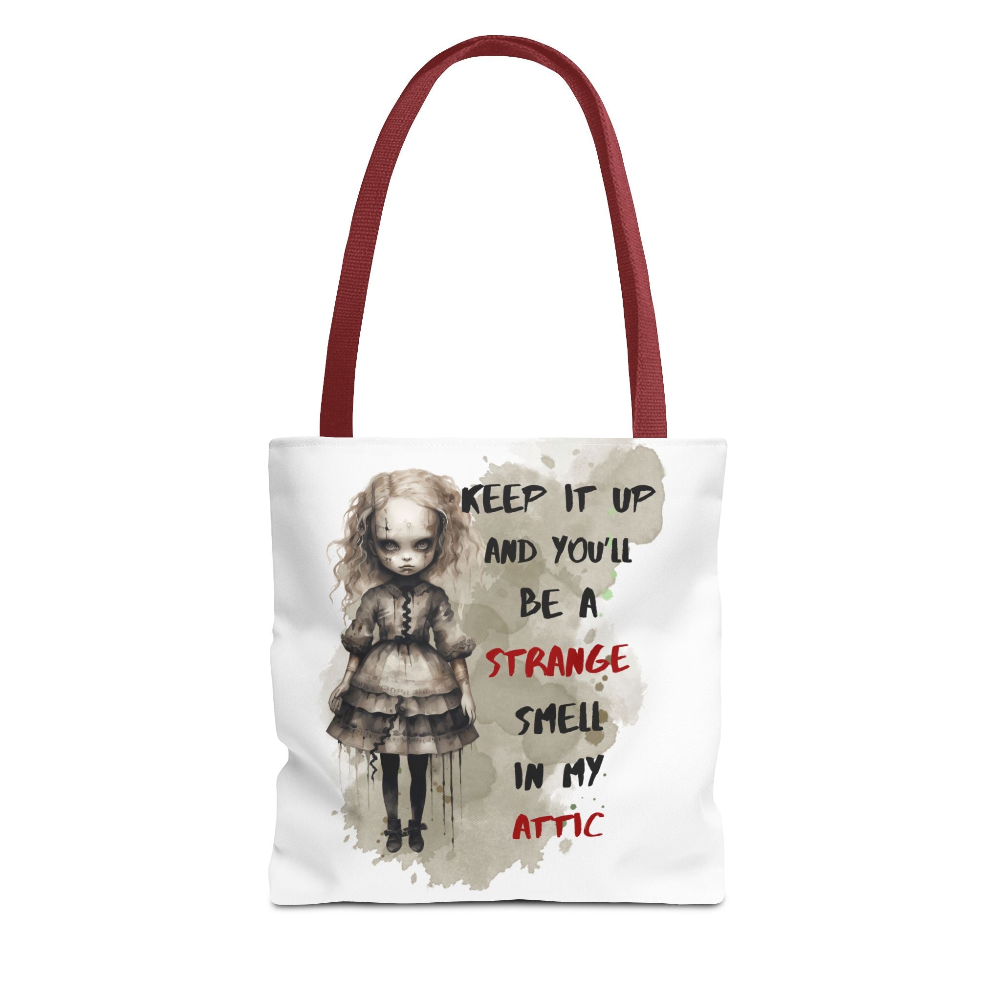 Strange Smell in My Attic Tote Bag, Gothic Eco-Friendly Tote, Witchy Canvas Bag, Unique Gift for Horror Fans, Halloween Essential