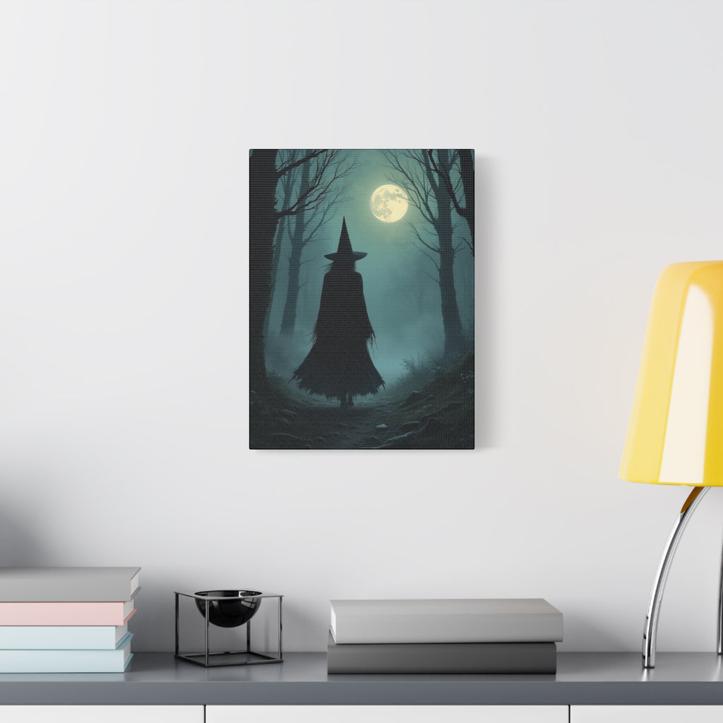 Full Moon Art Canvas, Spooky Wall Decor, Halloween Home Decoration, Witch Themed Gift, Witchy Artwork for October
