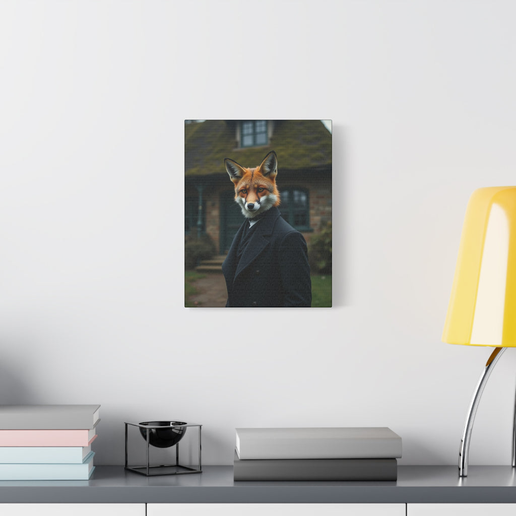 Folk Horror Fox Portrait Canvas Wall Art, Animal Lover Decor, Unique Gift, Rustic Home Accent, Nature-Inspired Artwork