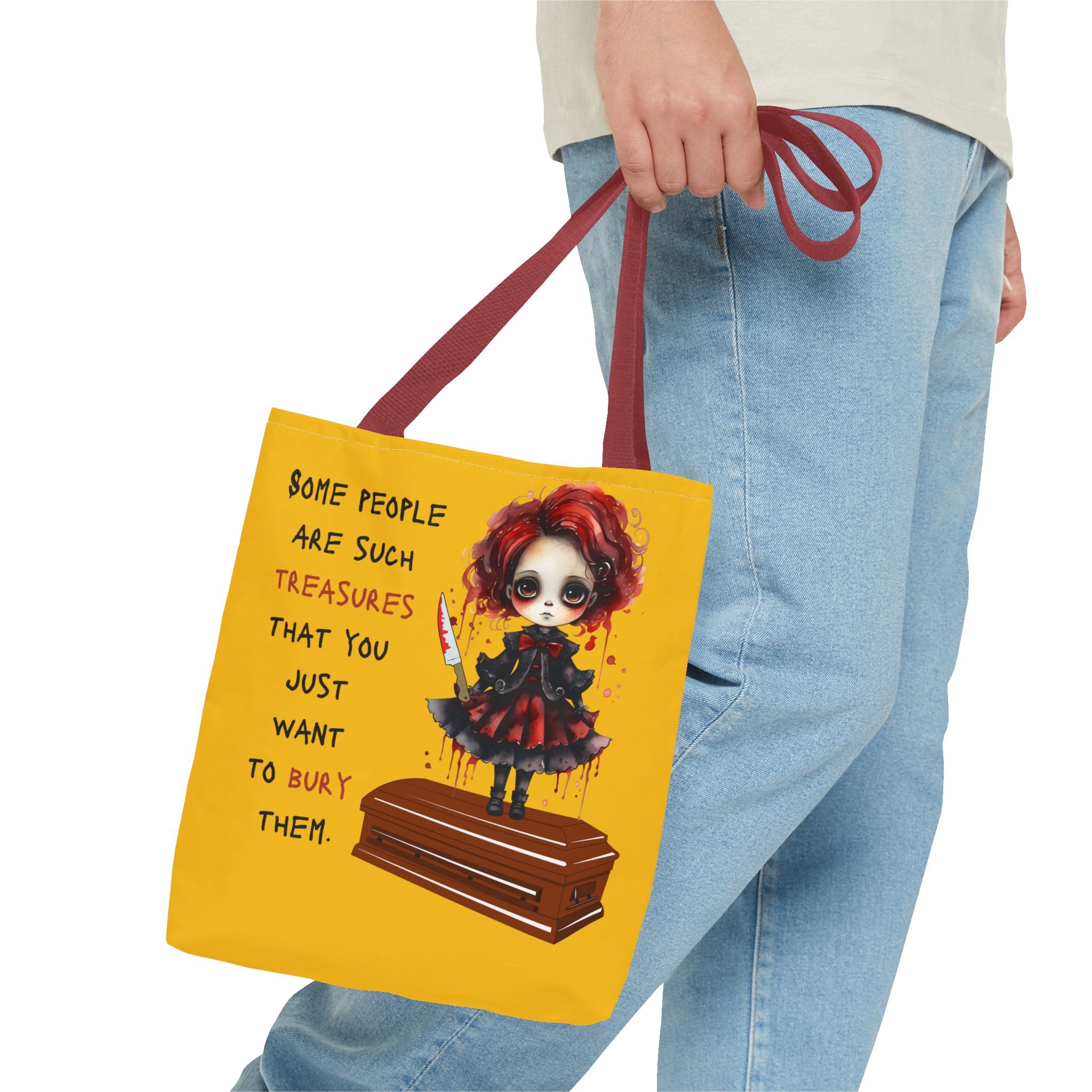 Creepy Doll Tote Bag with Quirky Artwork, Ideal for Halloween Decor, Gift for Alternative Fashion Lovers, Unique Shopper Bag, Spooky Gift