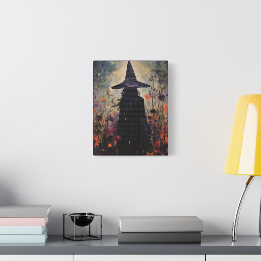 Fall Canvas Wall Art Print - Witch Silhouette in Floral Field, Mystical Home Decor, Boho Aesthetic Art, Perfect Gift for Halloween, Witchy [...]