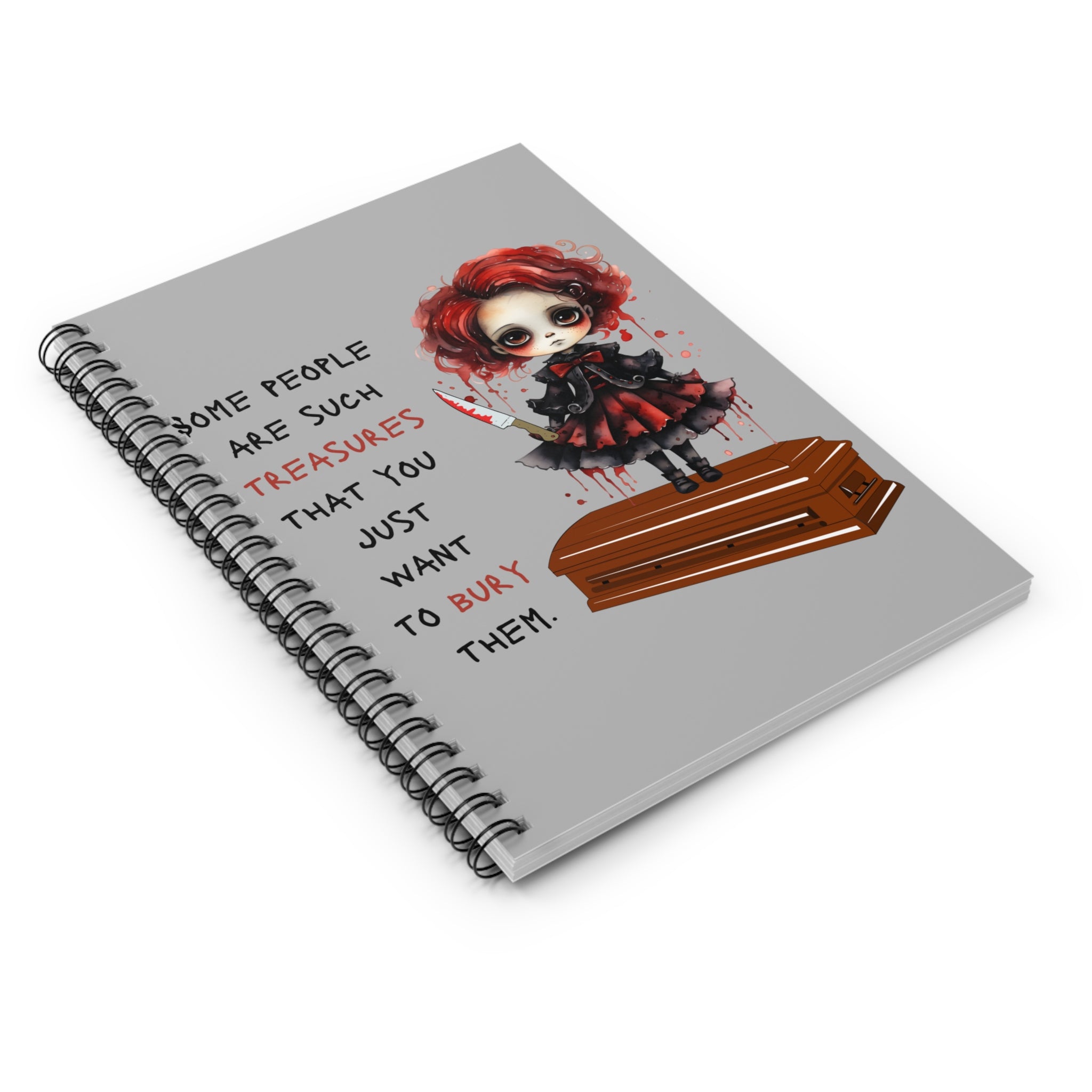 Creepy Doll Spiral Notebook - Dark Humor, Perfect for Stationery Lovers, Gifts for Halloween, Journaling, Unique Design