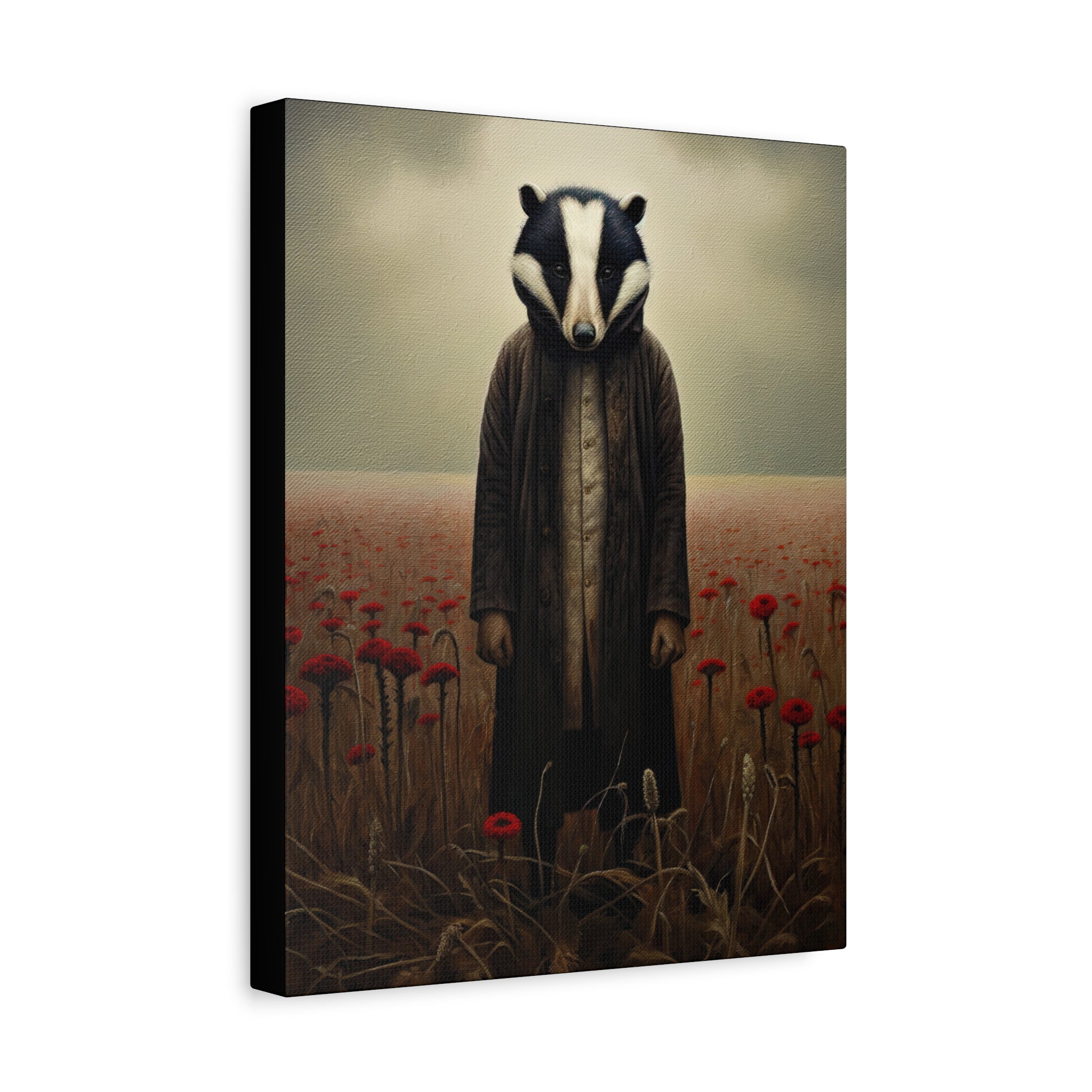 Folk Horror Badger Canvas Art, Unique Animal Wall Decor, Home Aesthetic Art, Gift for Animal Lovers, Quirky Housewarming Idea